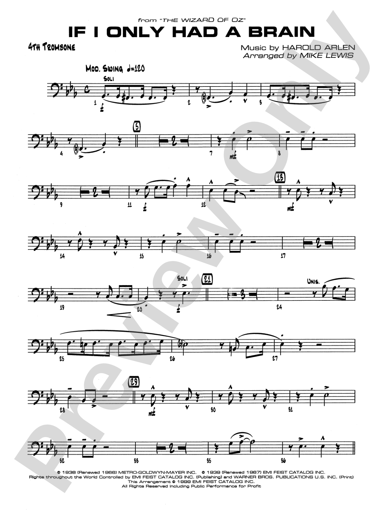 If I Only Had a Brain: 4th Trombone
