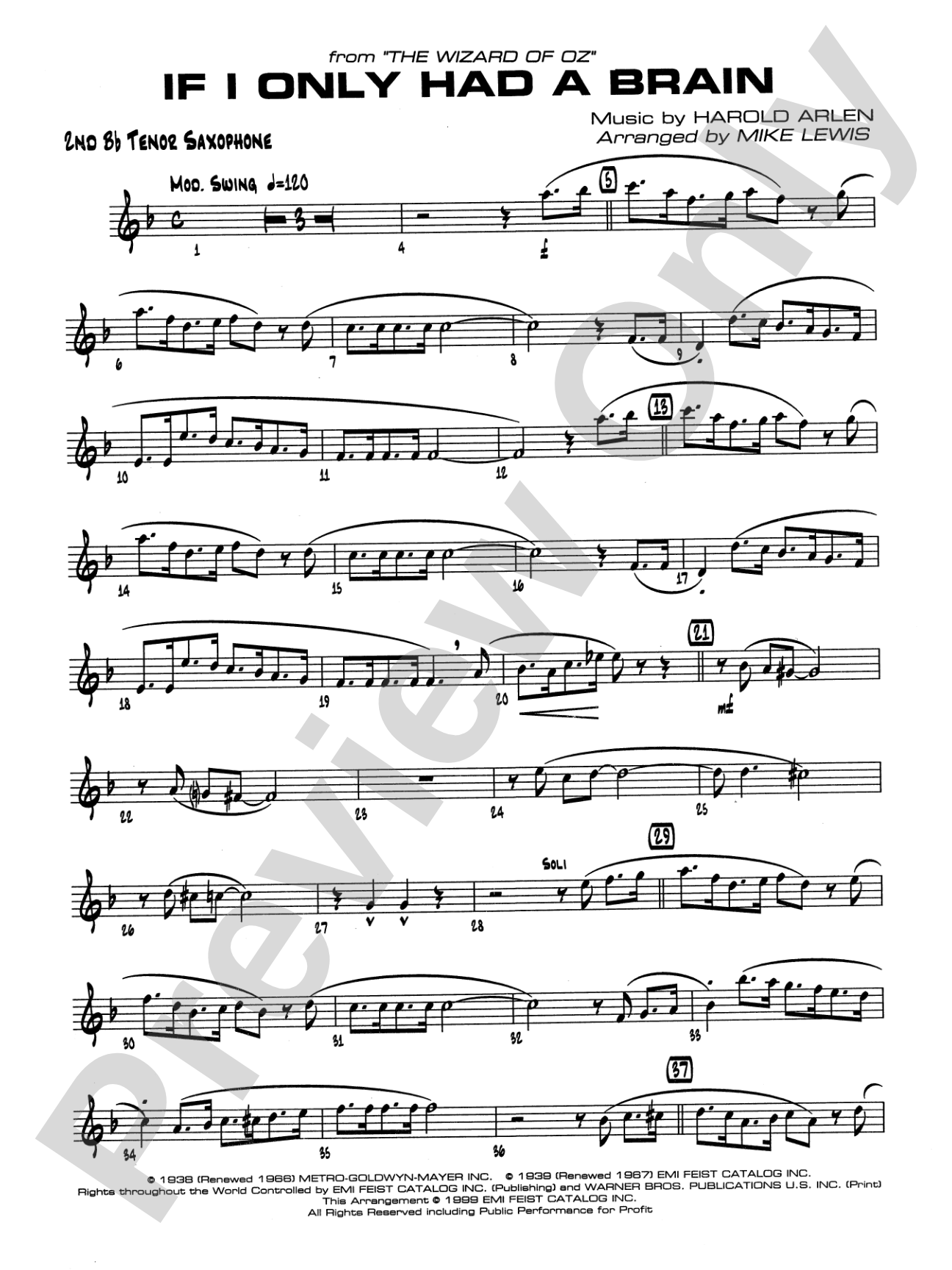 If I Only Had a Brain: 2nd B-flat Tenor Saxophone