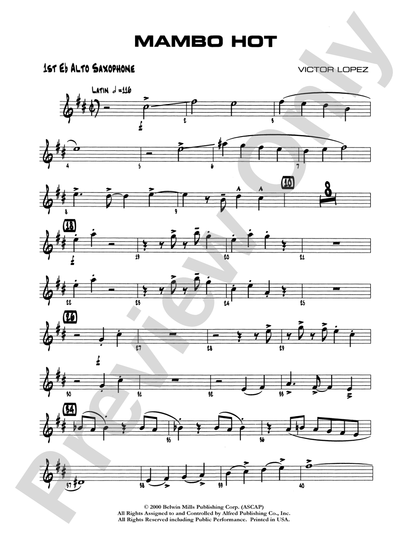 Mambo Hot: E-flat Alto Saxophone