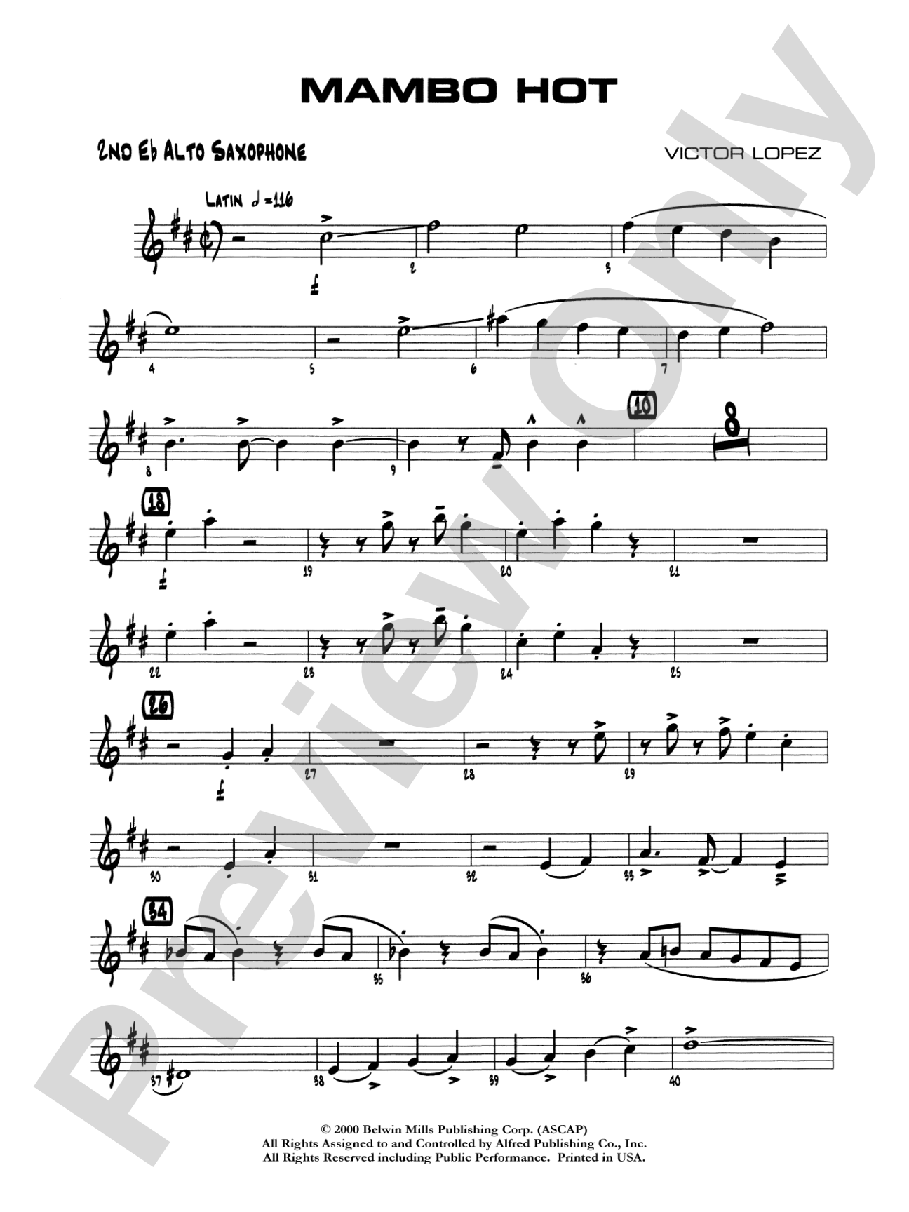 Mambo Hot: 2nd E-flat Alto Saxophone