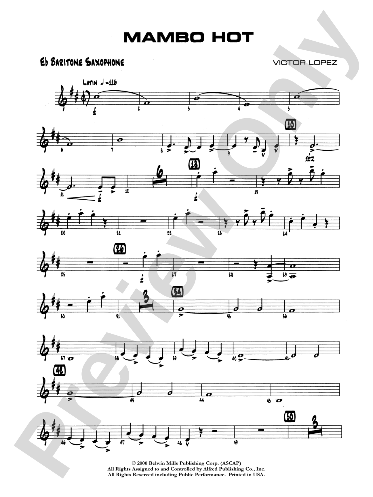 Mambo Hot: E-flat Baritone Saxophone