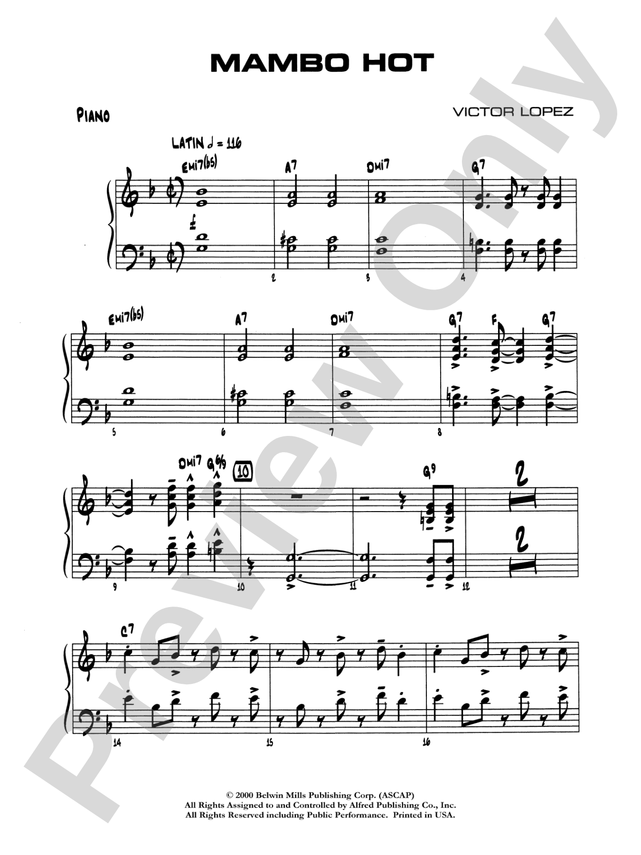 Mambo Hot: Piano Accompaniment