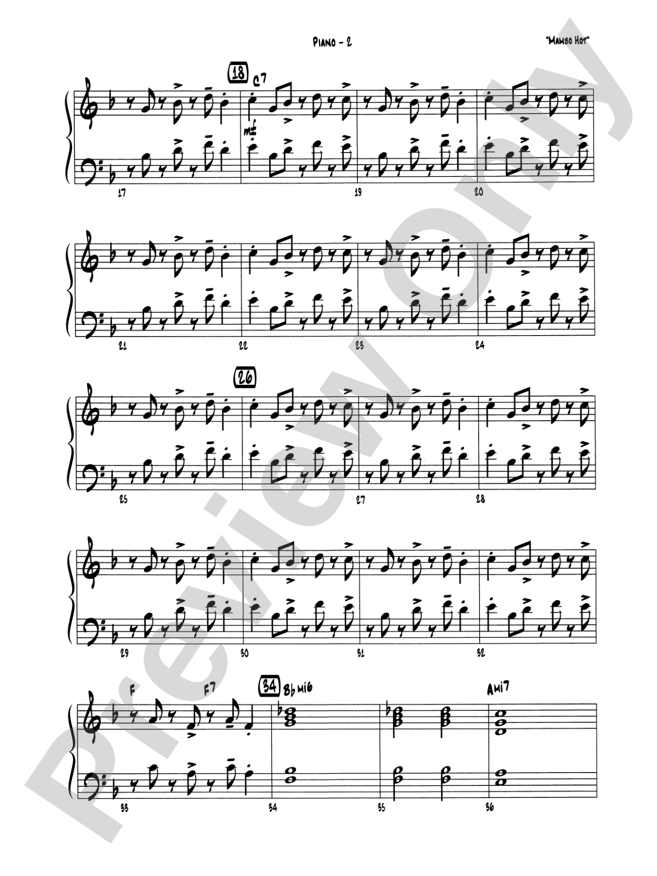 Mambo Hot: Piano Accompaniment