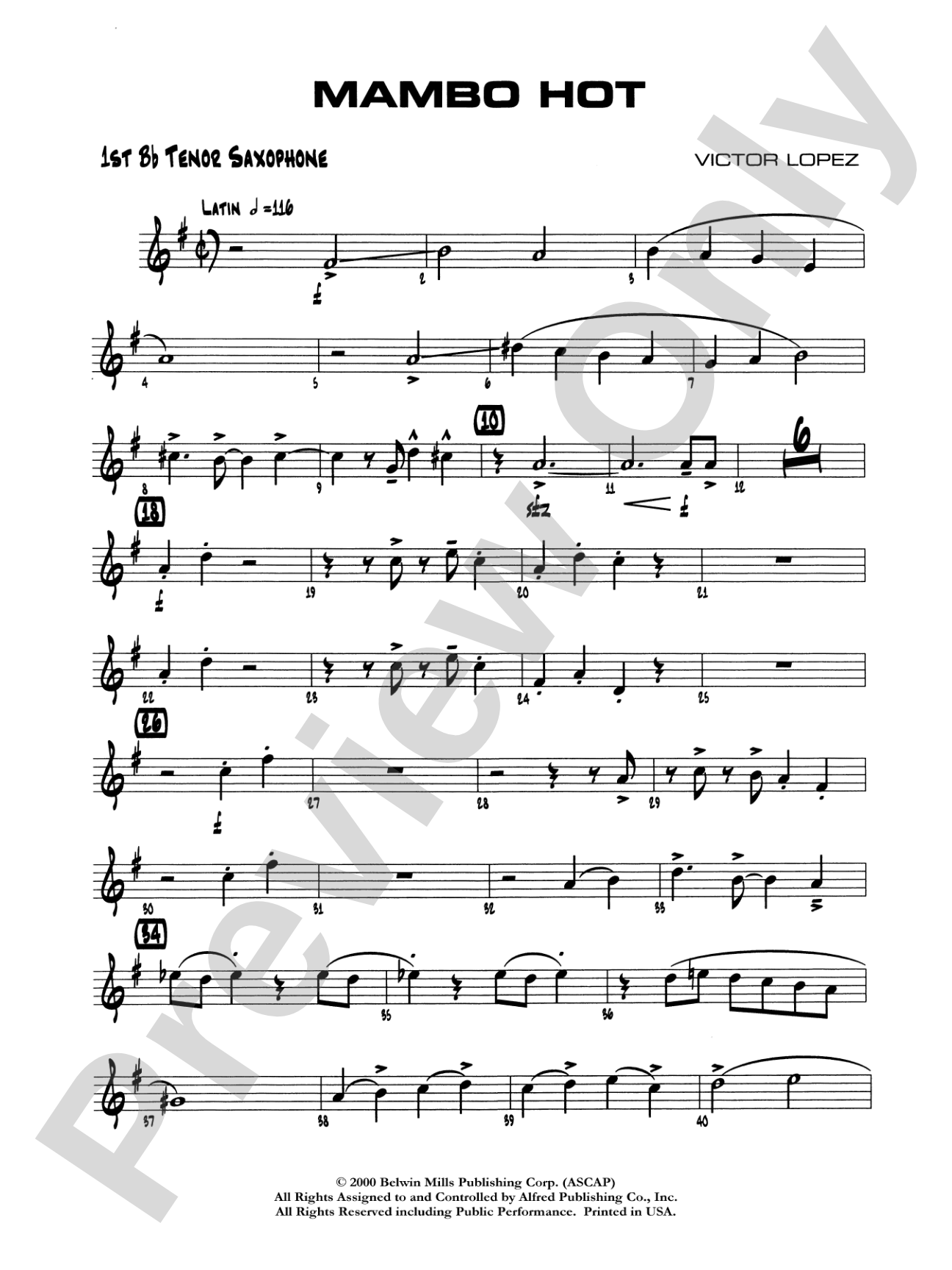 Mambo Hot: B-flat Tenor Saxophone