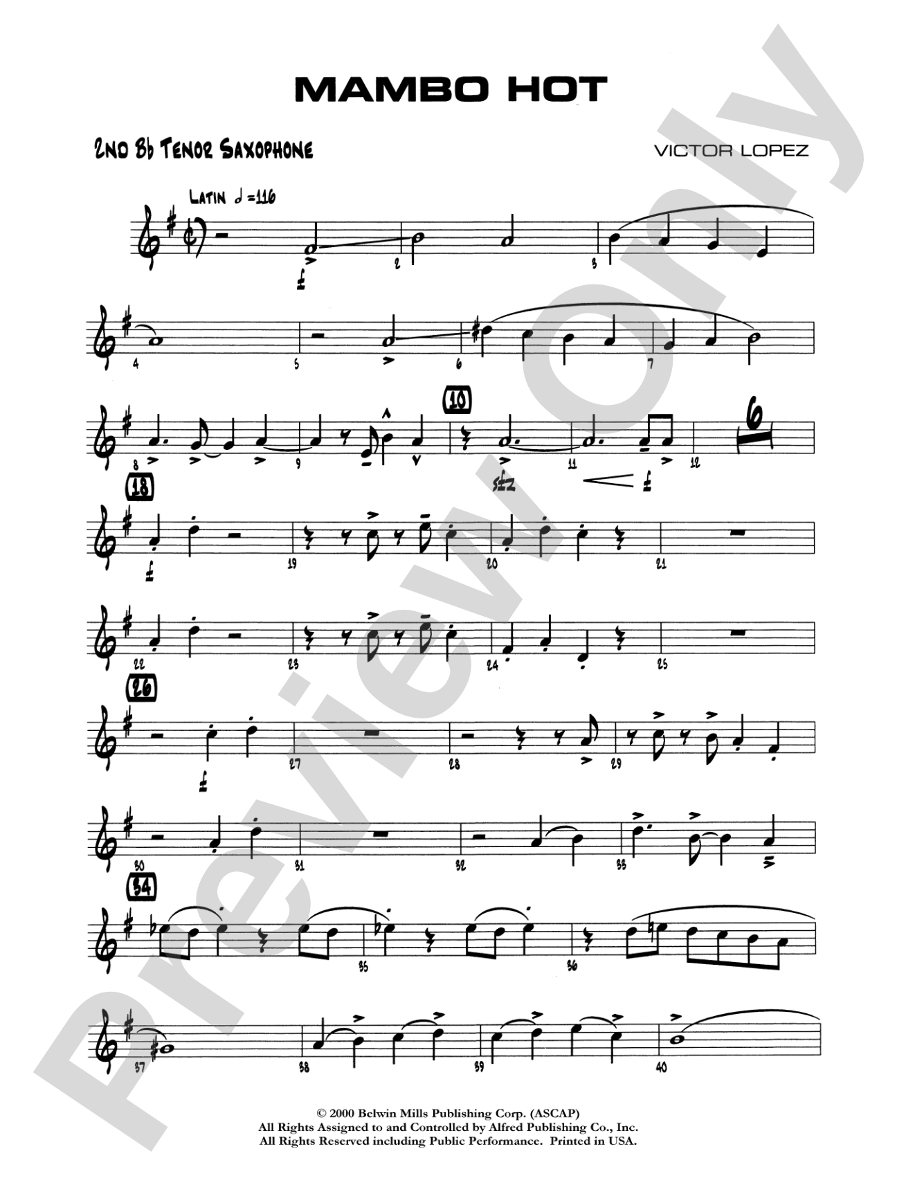 Mambo Hot: 2nd B-flat Tenor Saxophone