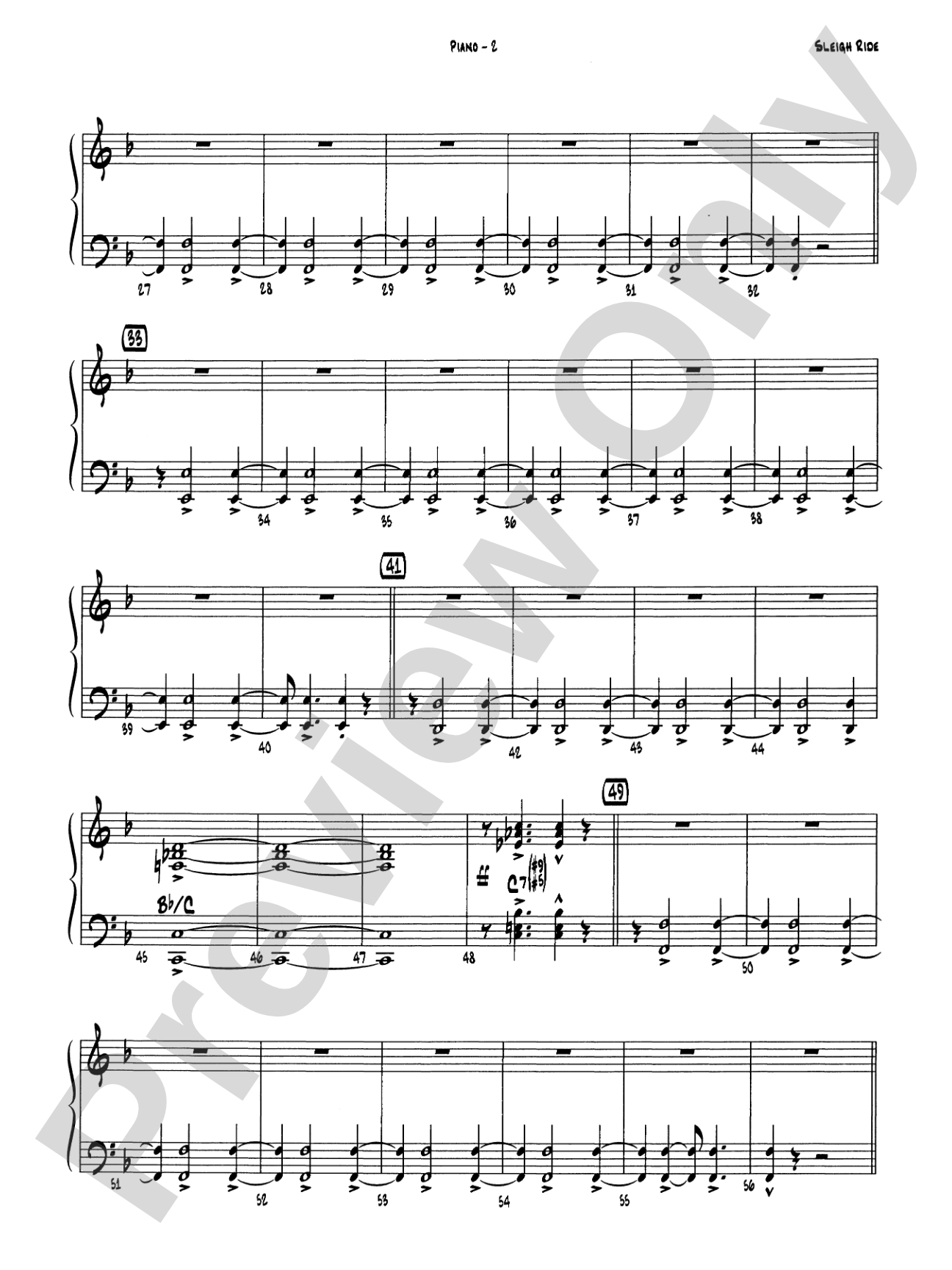 Sleigh Ride: Piano Accompaniment