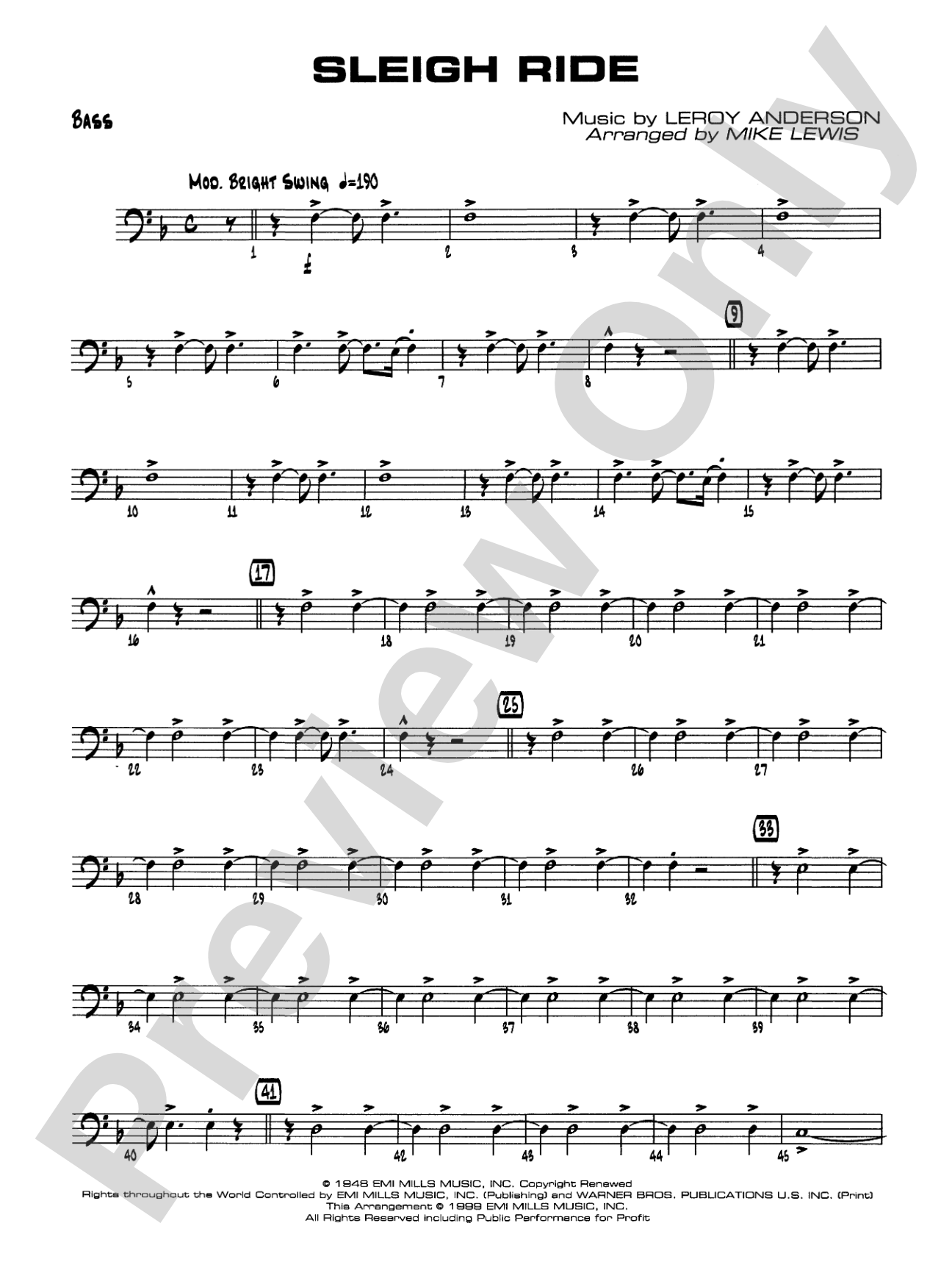 Sleigh Ride: String Bass