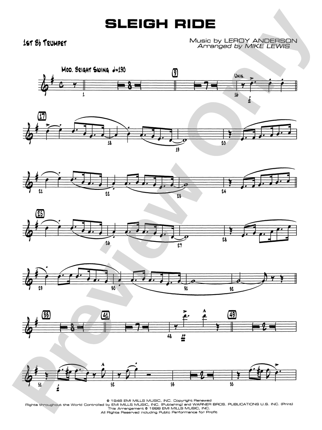 Sleigh Ride: 1st B-flat Trumpet