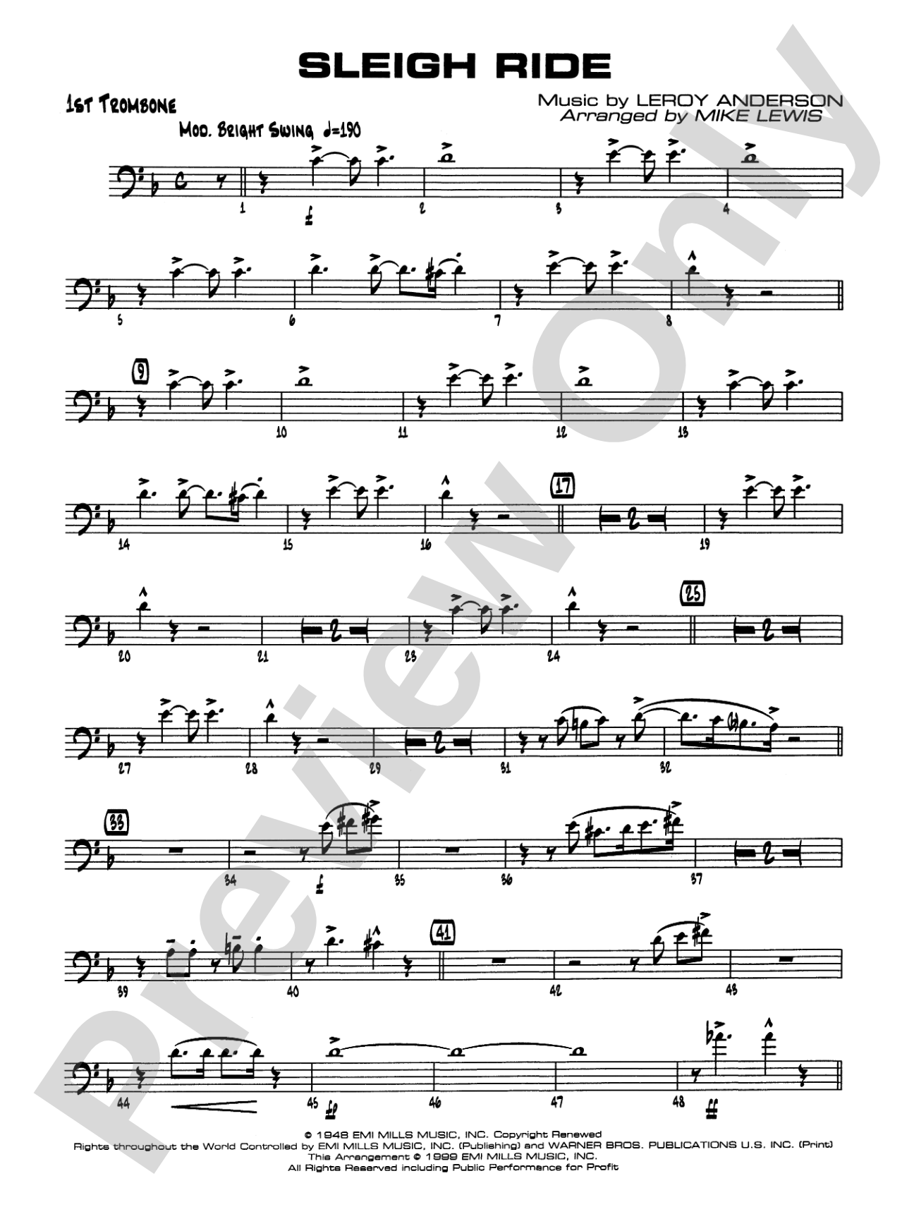 Sleigh Ride: 1st Trombone