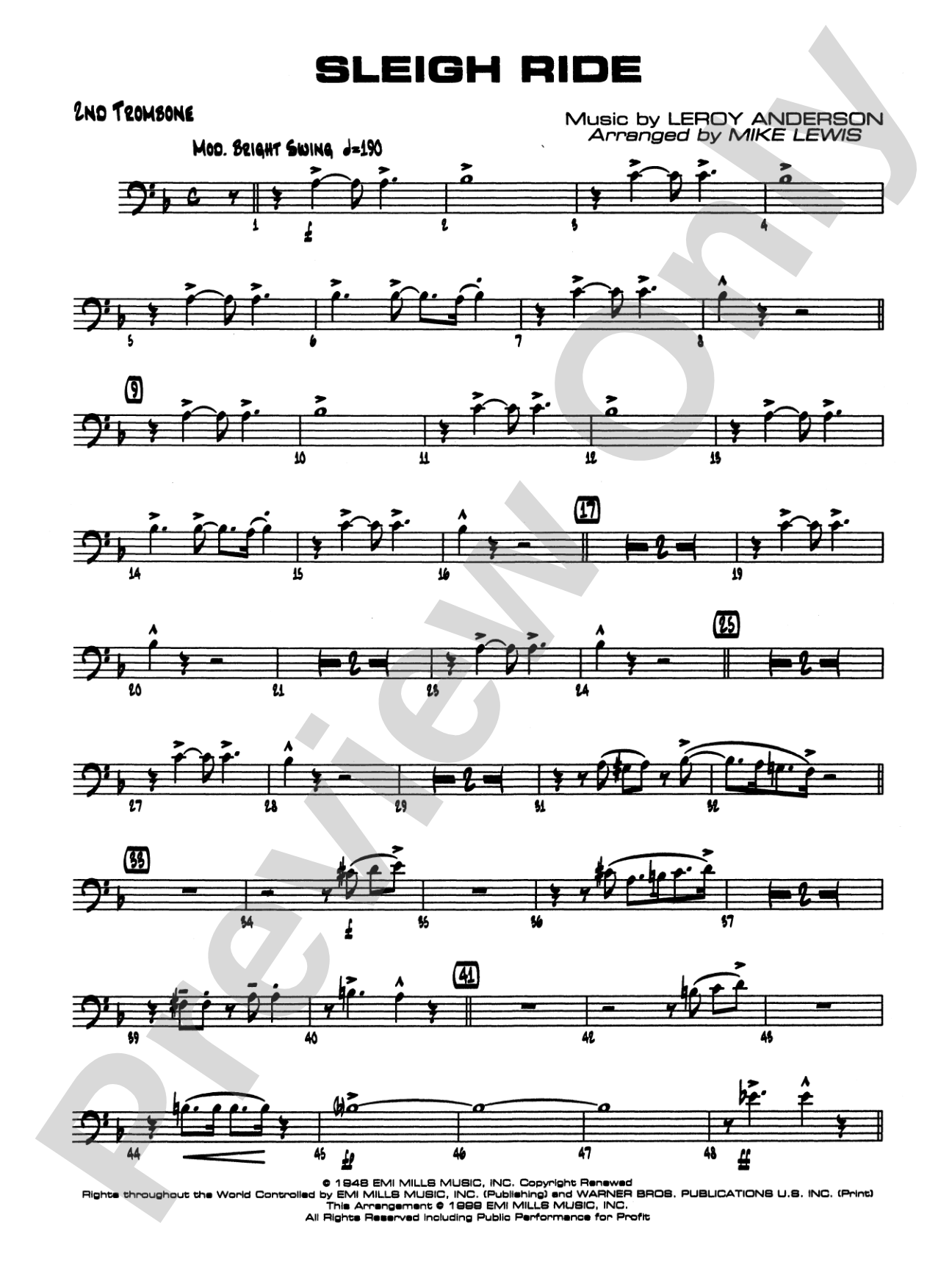 Sleigh Ride: 2nd Trombone