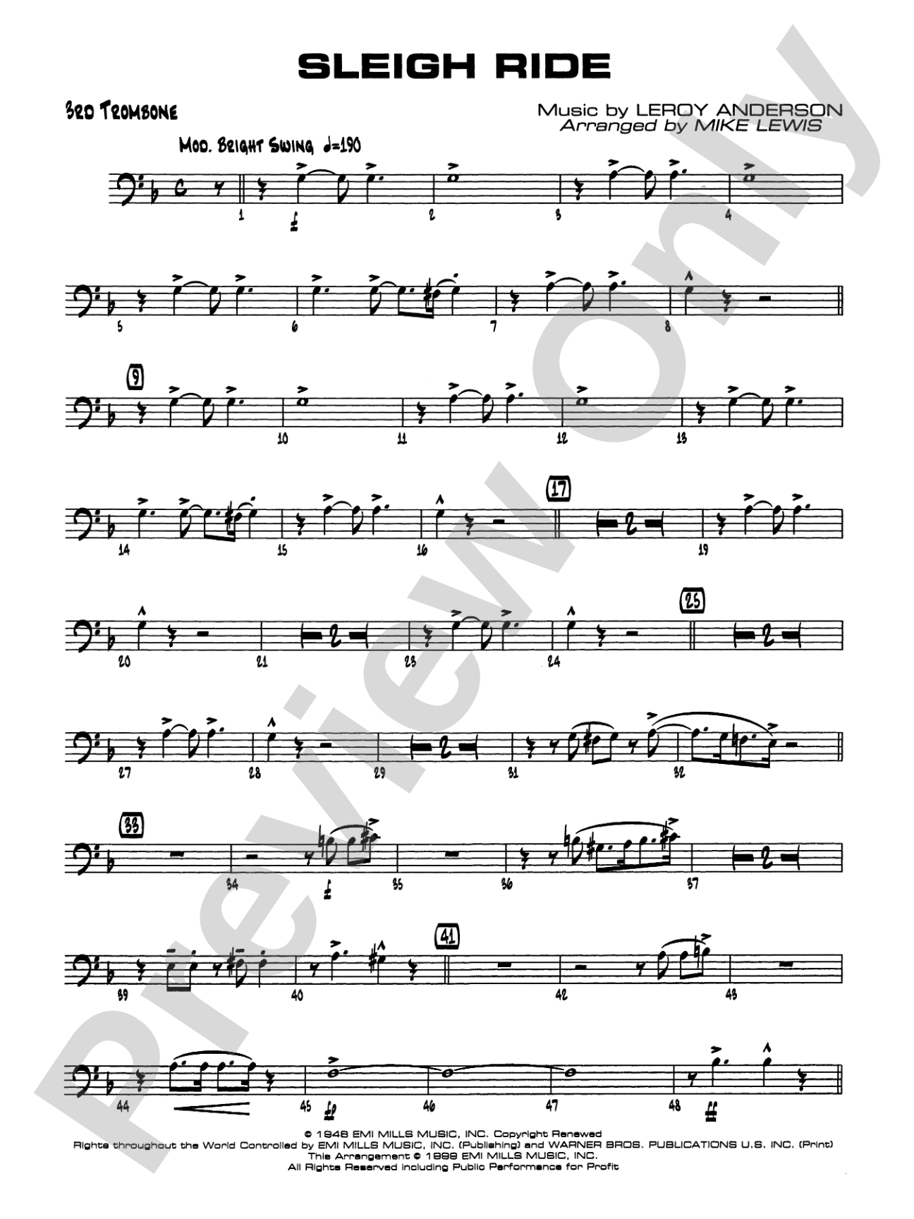 Sleigh Ride: 3rd Trombone