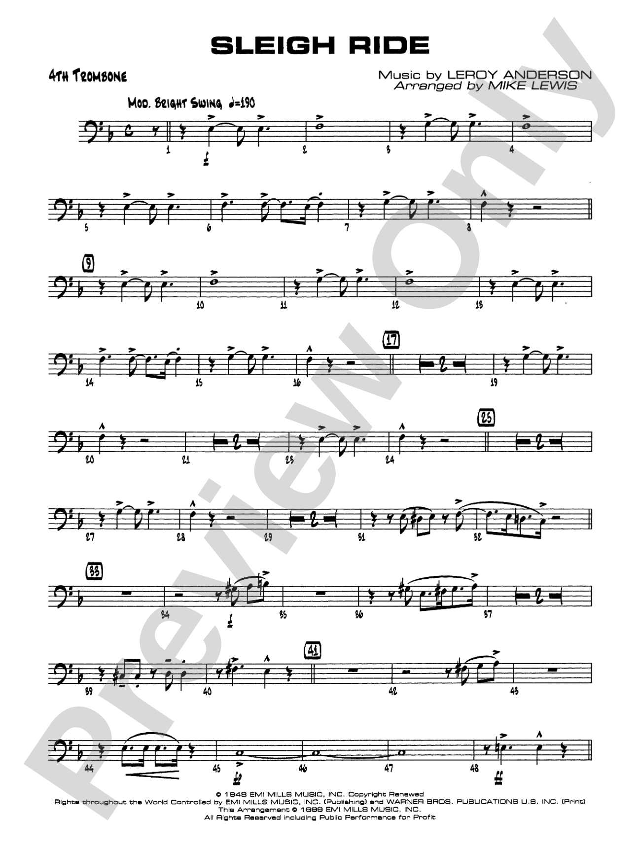 Sleigh Ride: 4th Trombone