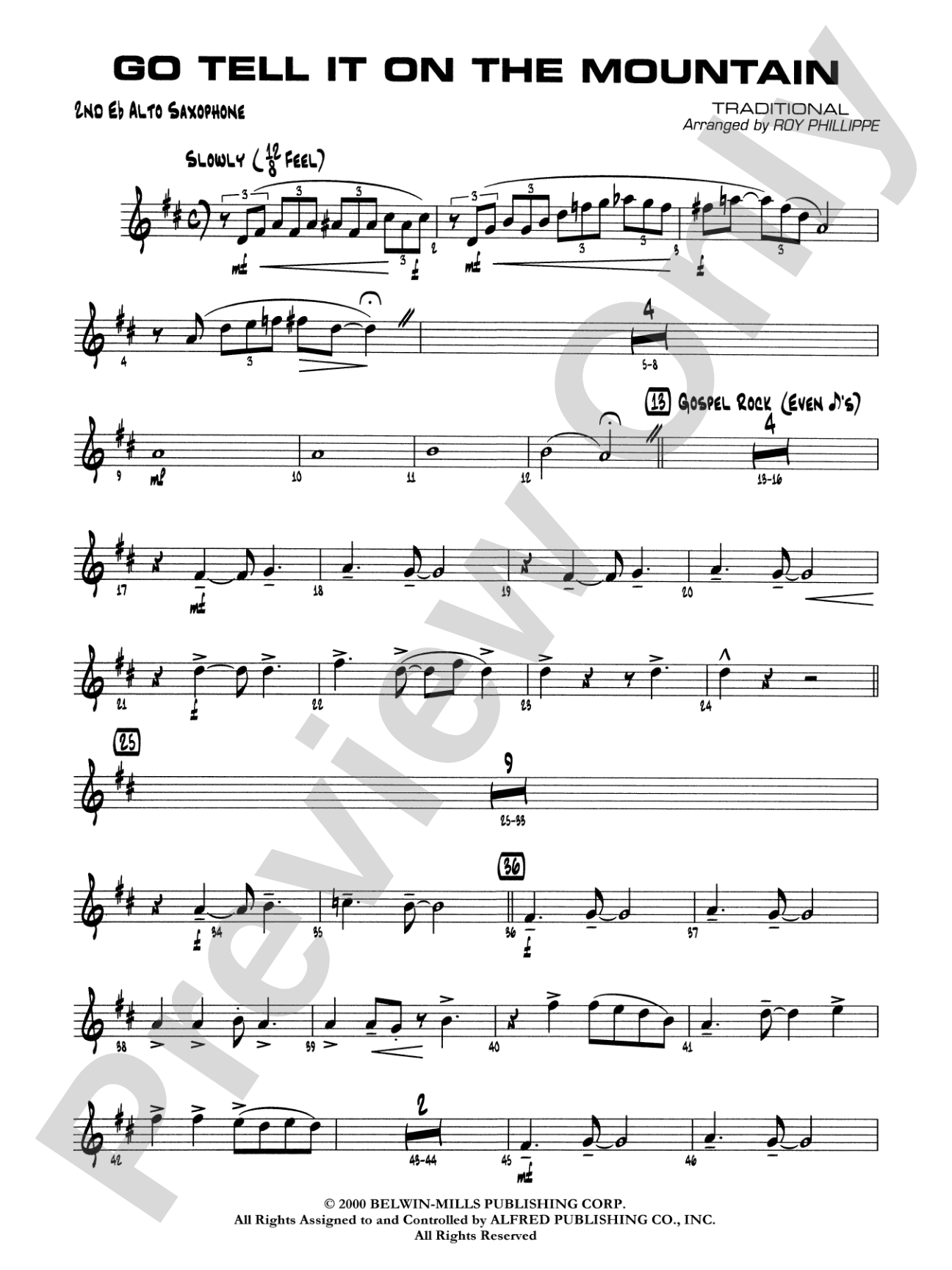 Go Tell It on the Mountain: 2nd E-flat Alto Saxophone