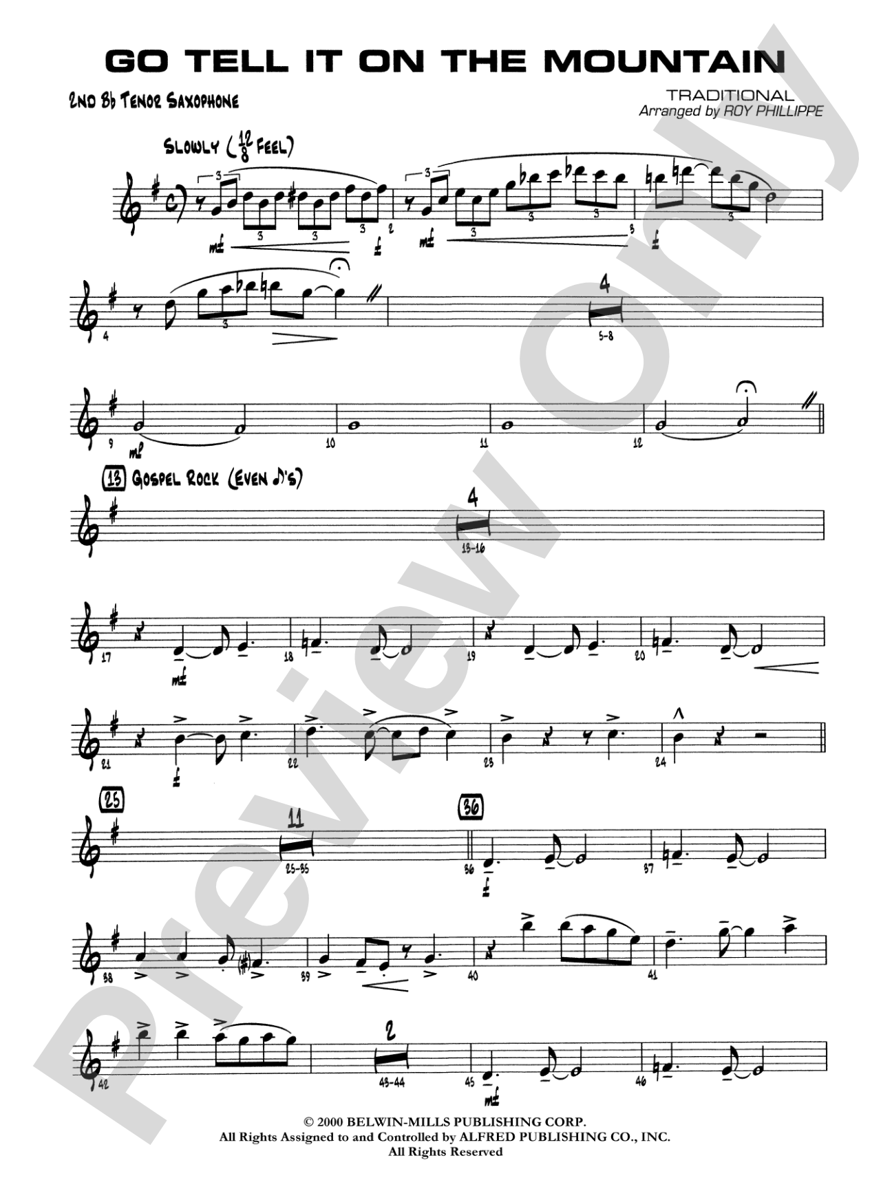 Go Tell It on the Mountain: 2nd B-flat Tenor Saxophone