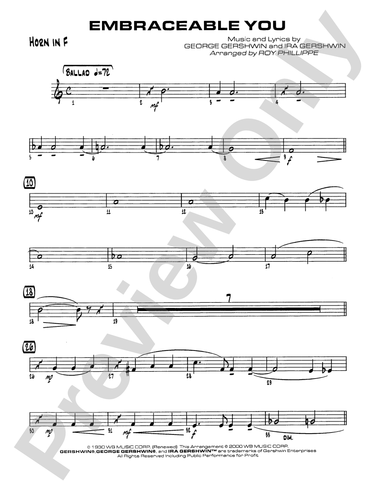 Embraceable You: 1st F Horn