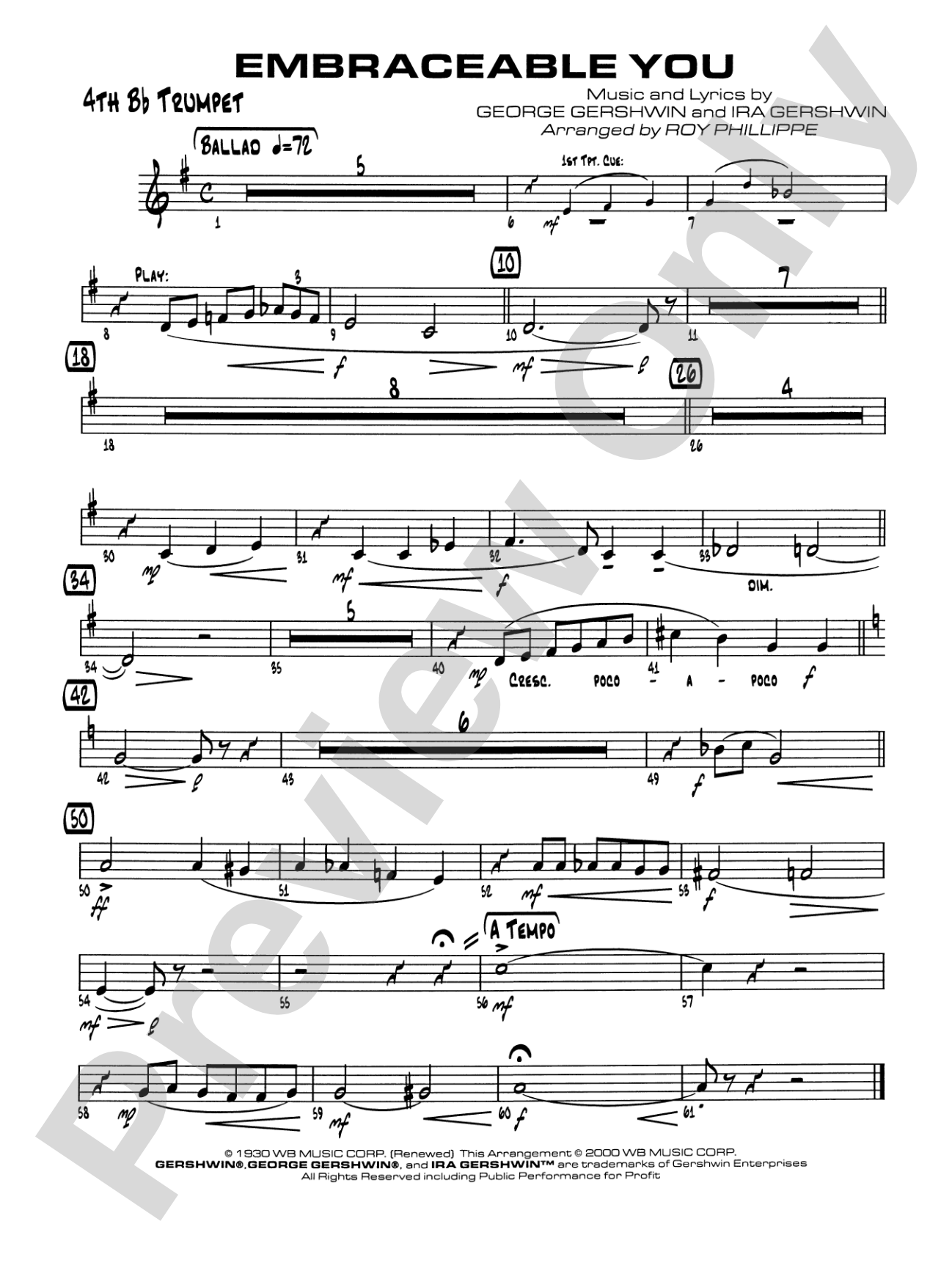 Embraceable You: 4th B-flat Trumpet