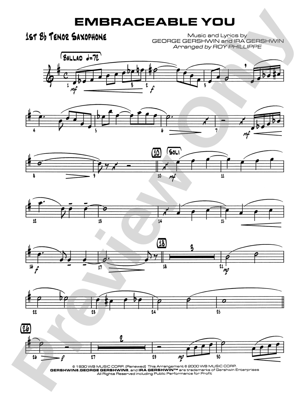 Embraceable You: B-flat Tenor Saxophone