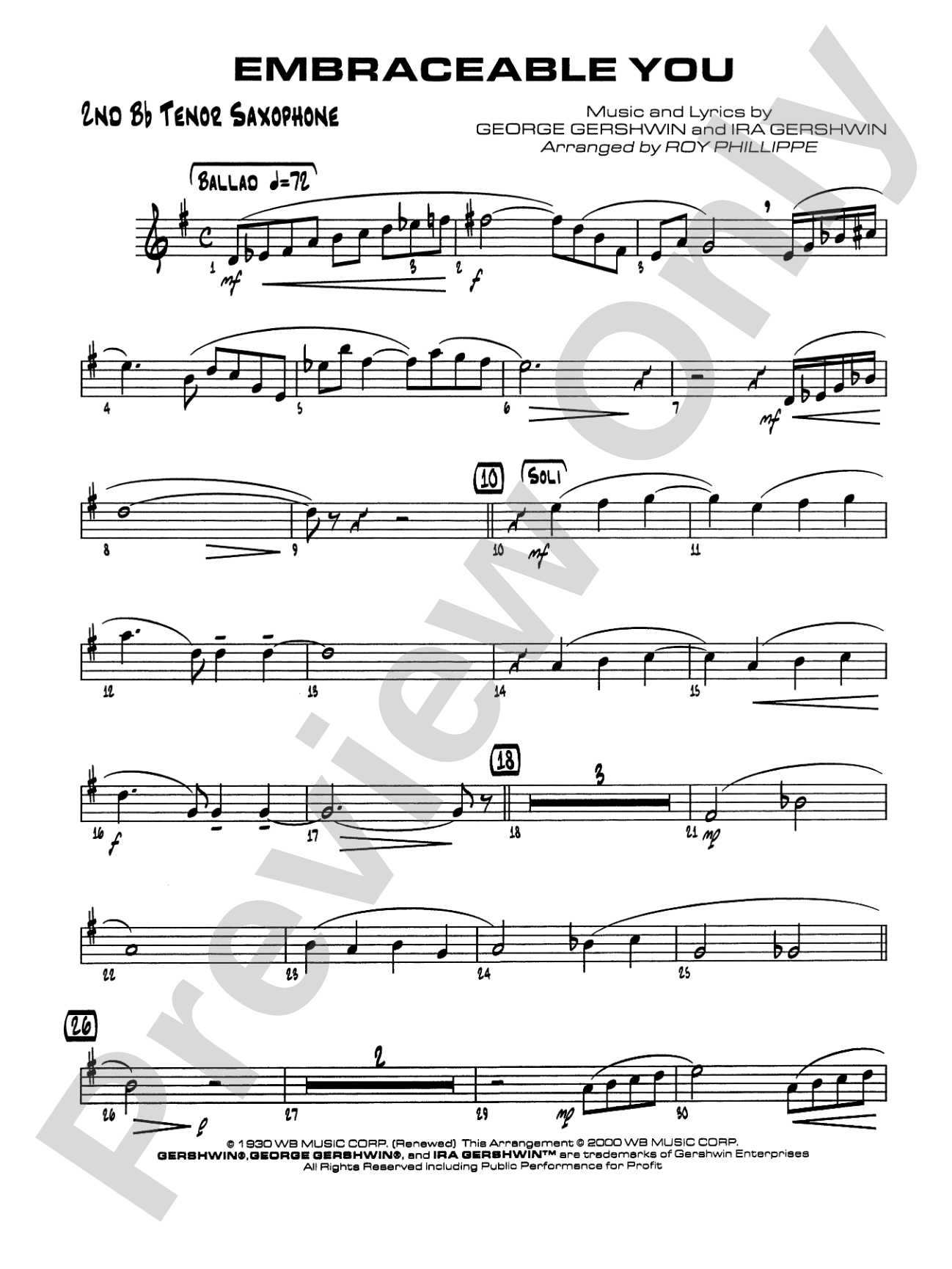 Embraceable You: 2nd B-flat Tenor Saxophone