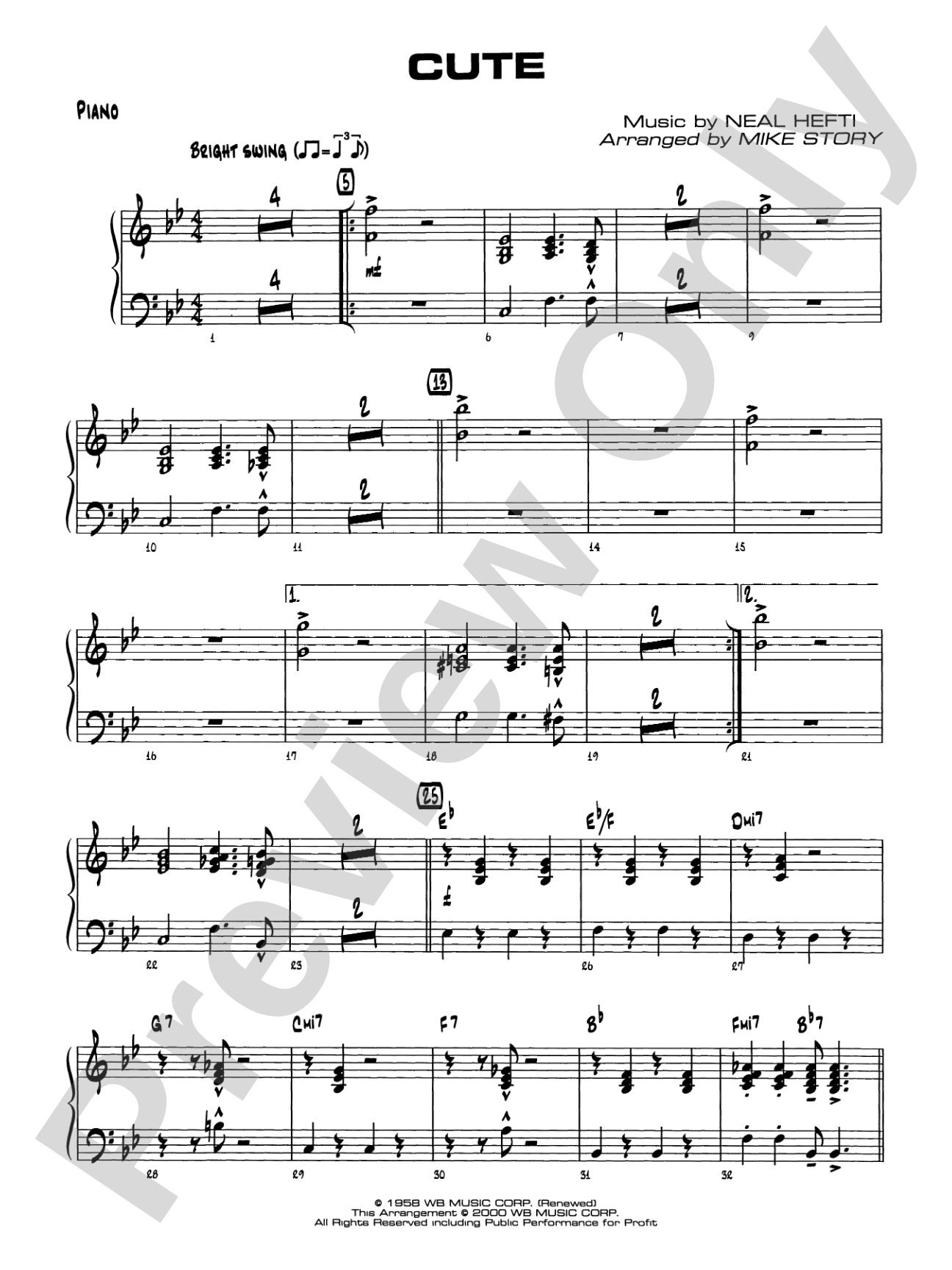 Cute: Piano Accompaniment