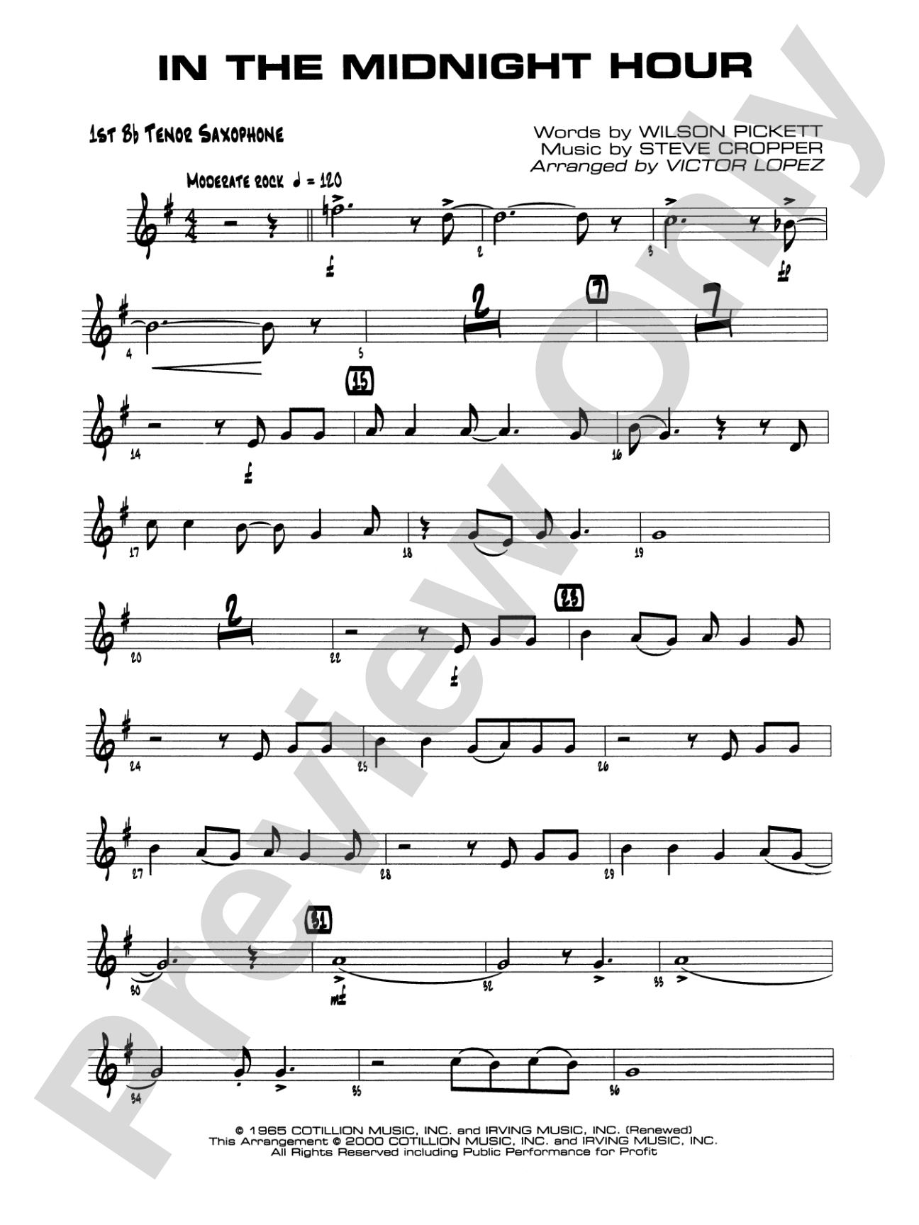 In the Midnight Hour: B-flat Tenor Saxophone