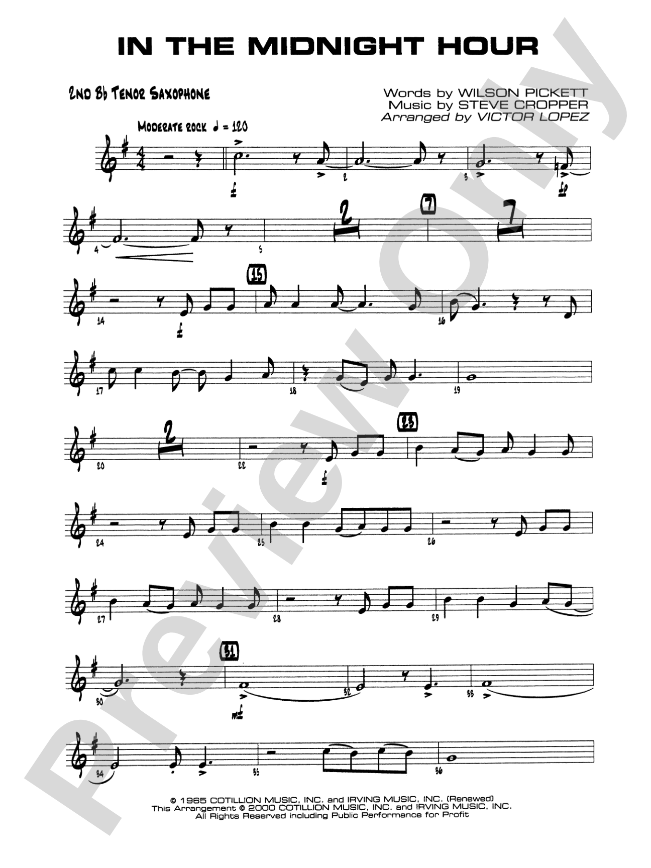 In the Midnight Hour: 2nd B-flat Tenor Saxophone