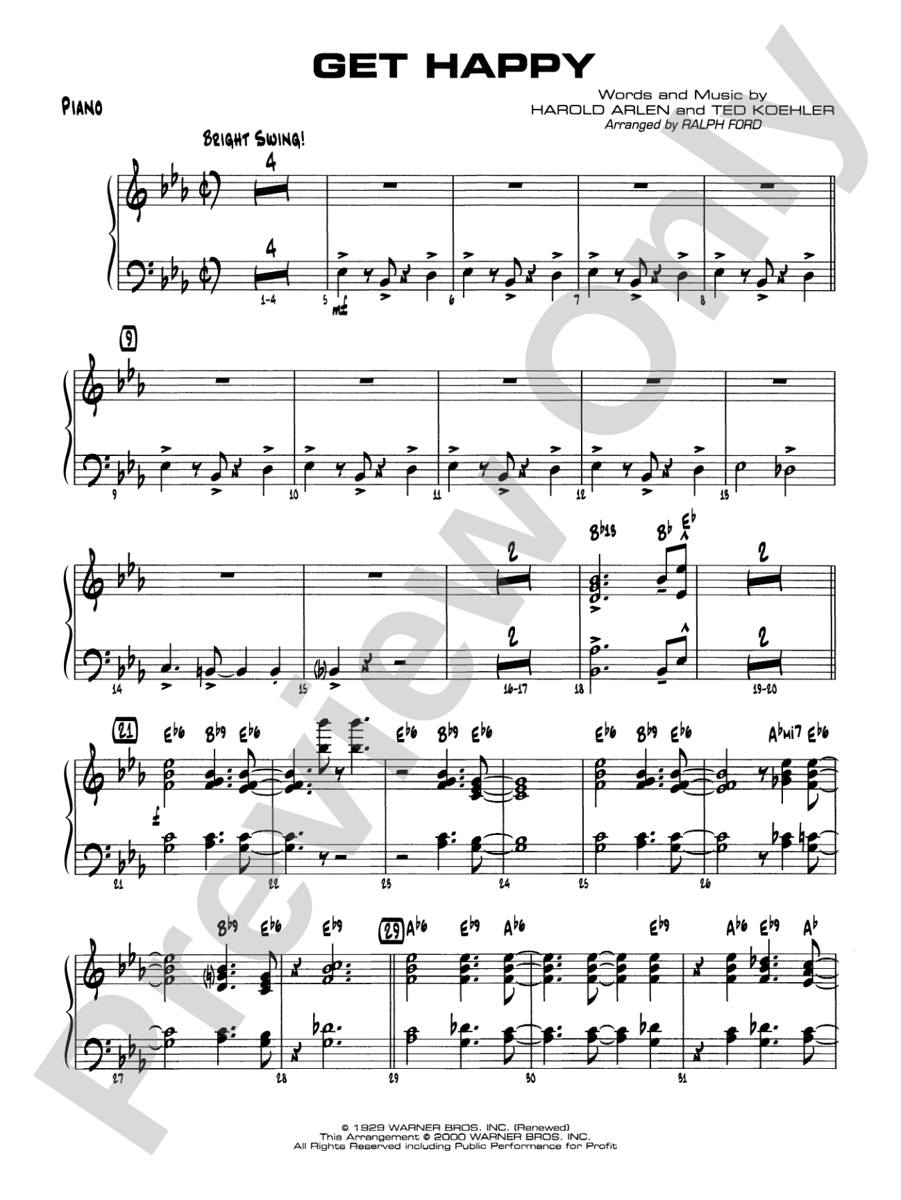 Get Happy: Piano Accompaniment