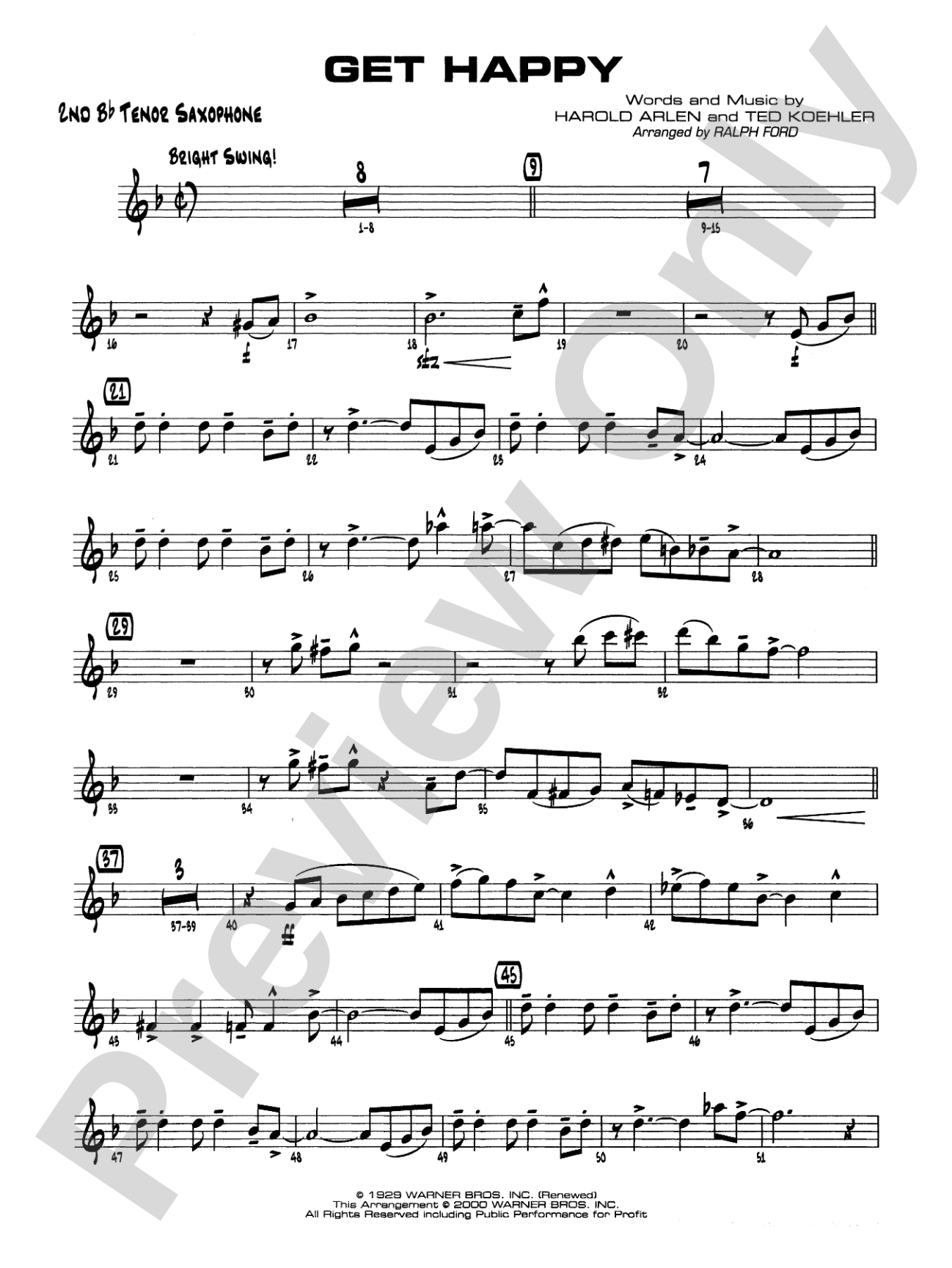 Get Happy: 2nd B-flat Tenor Saxophone