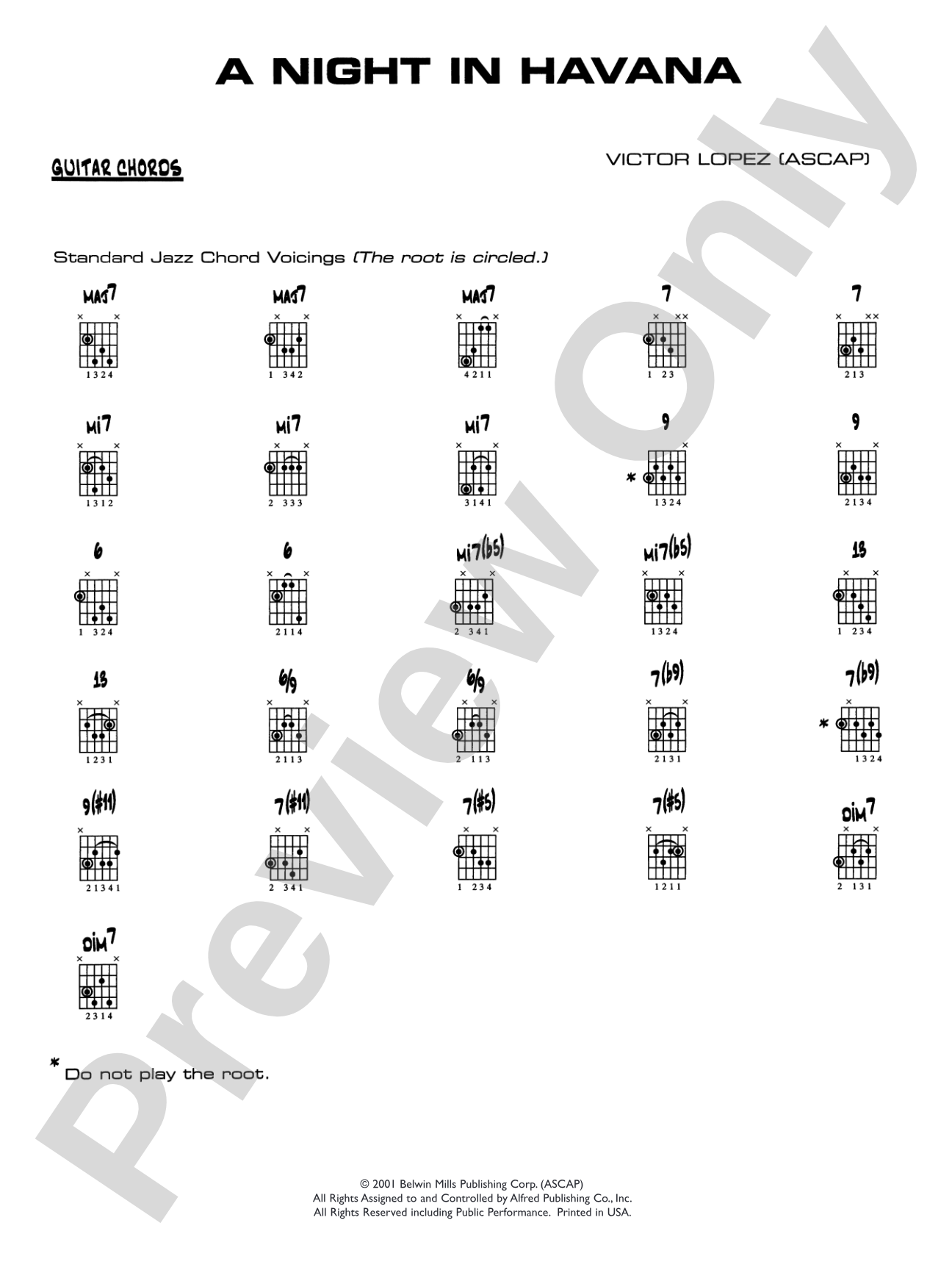 A Night in Havana: Guitar Chords