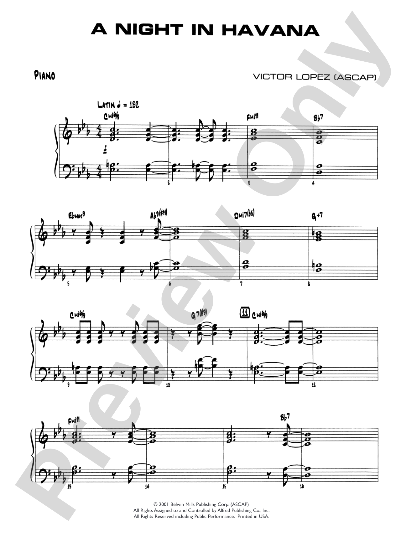 A Night in Havana: Piano Accompaniment