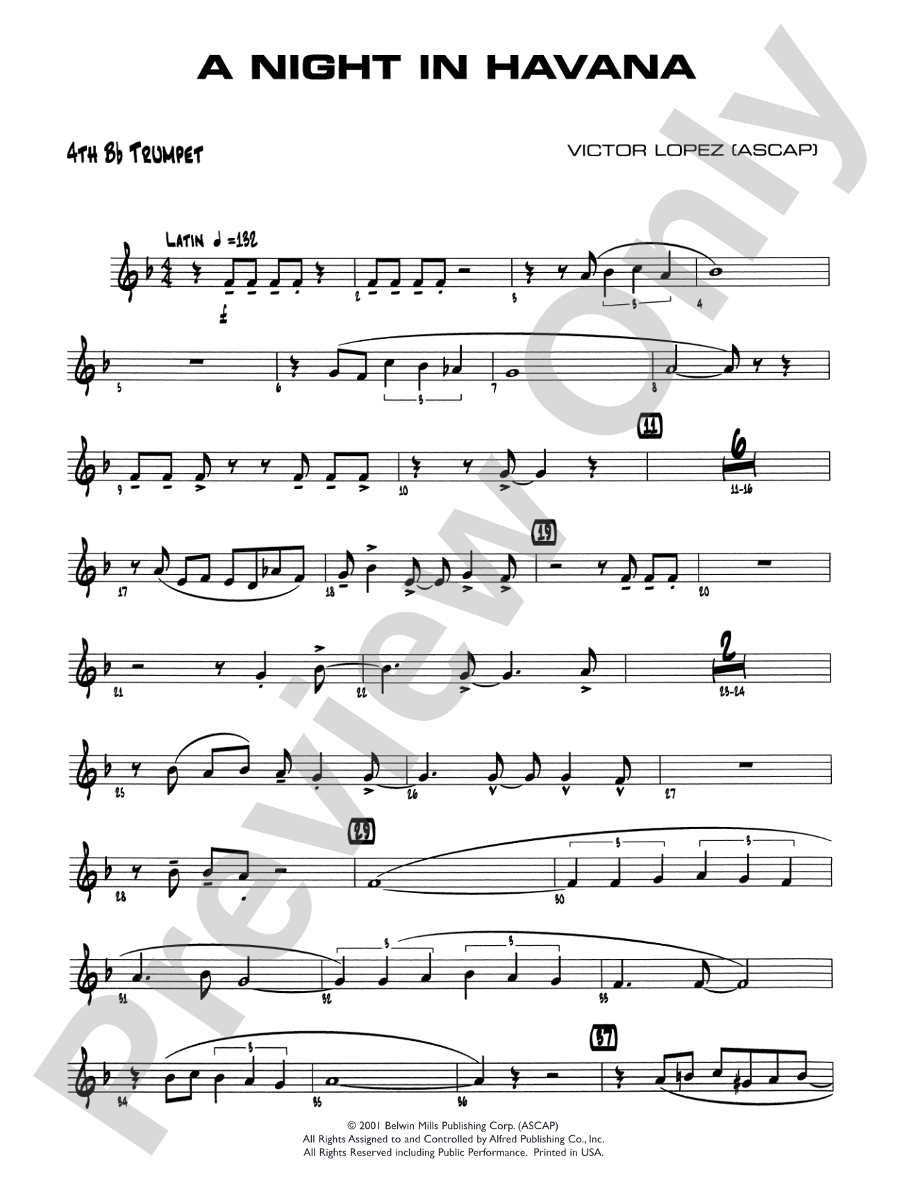 A Night in Havana: 4th B-flat Trumpet