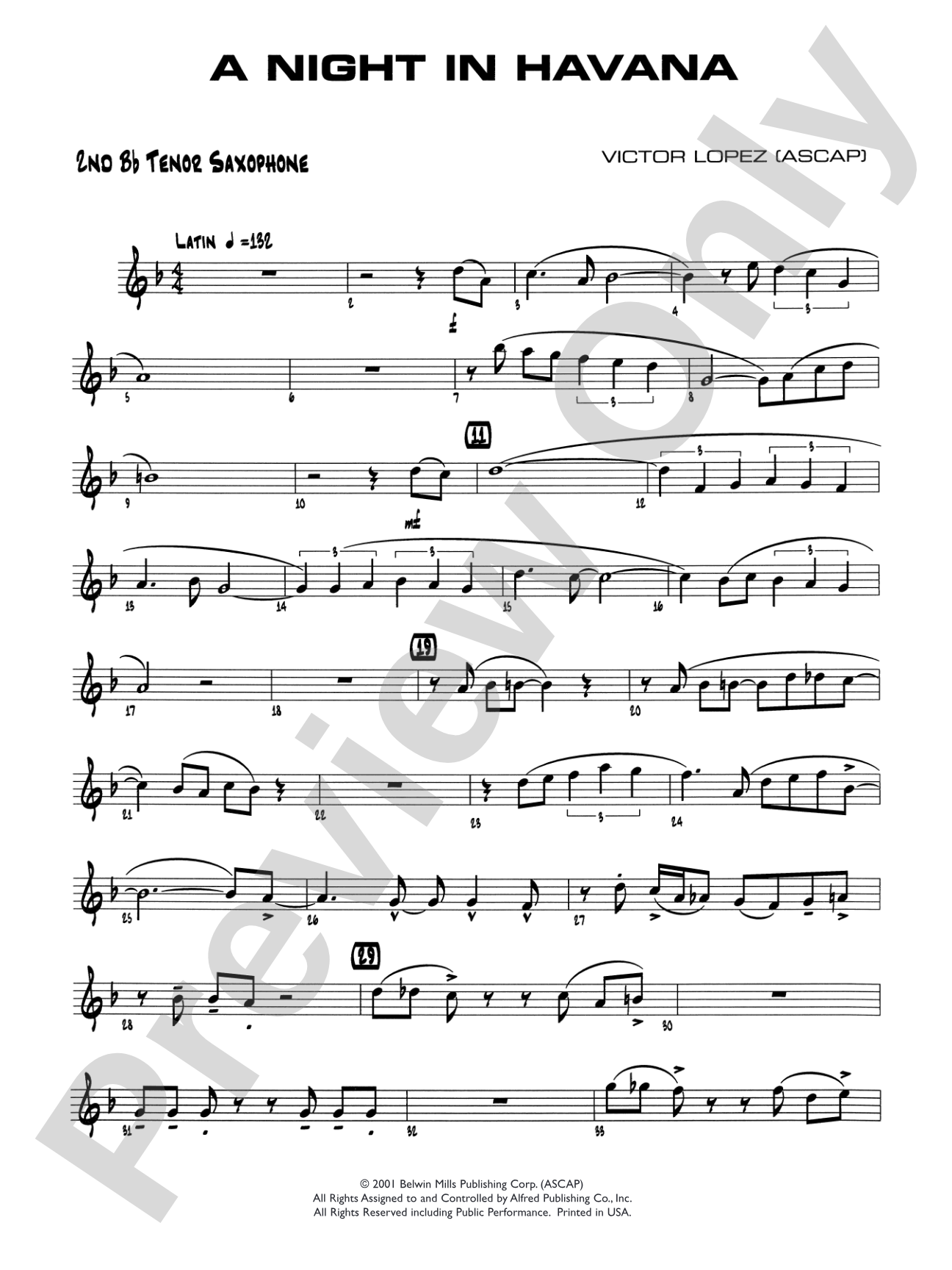 A Night in Havana: 2nd B-flat Tenor Saxophone