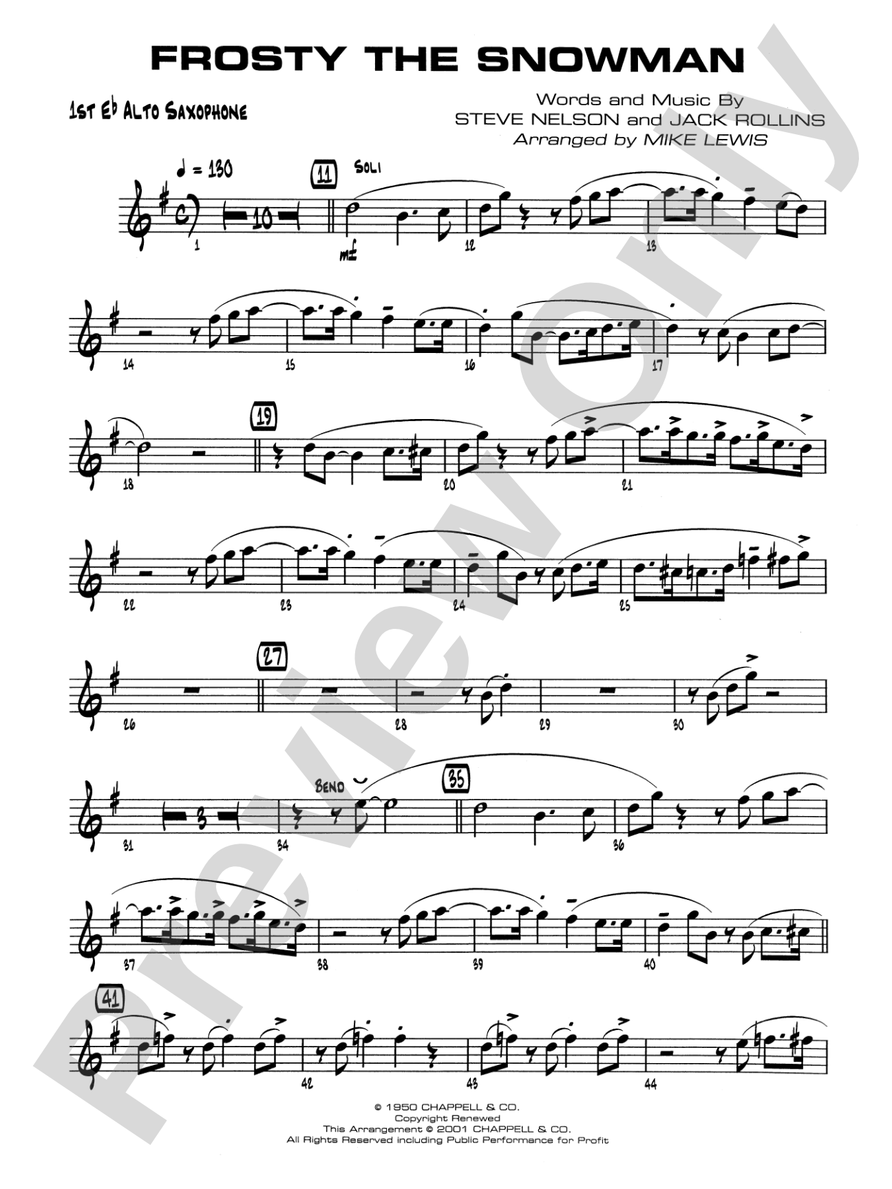Frosty the Snowman: E-flat Alto Saxophone