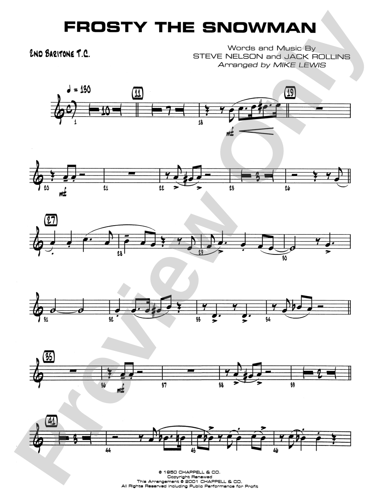 Frosty the Snowman: 2nd Baritone T.C.