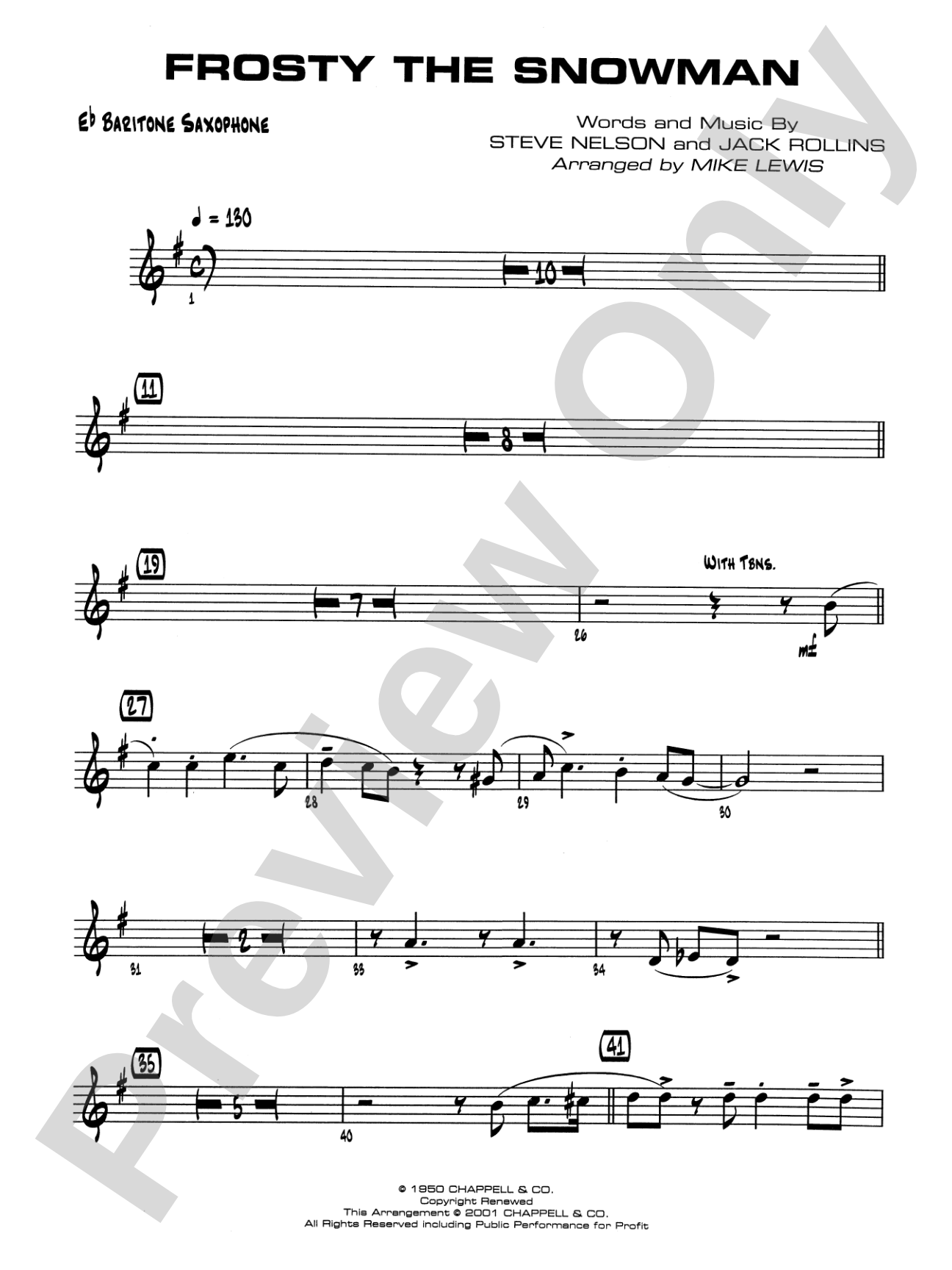 Frosty the Snowman: E-flat Baritone Saxophone