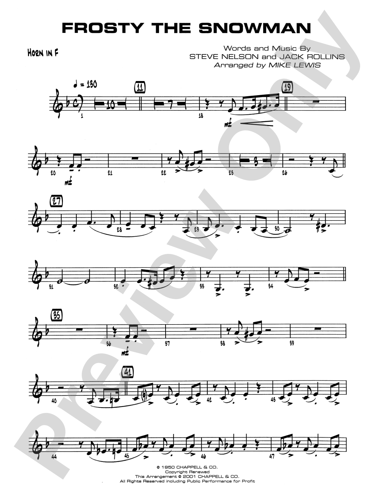 Frosty the Snowman: 1st F Horn