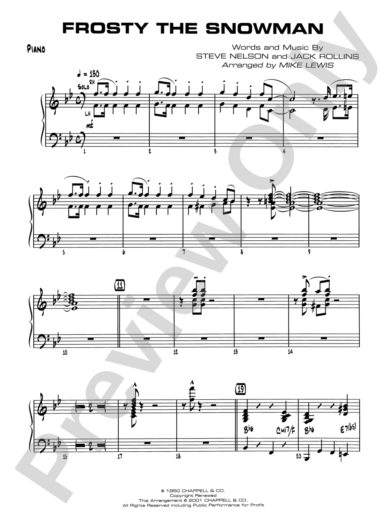 Frosty the Snowman: Piano Accompaniment