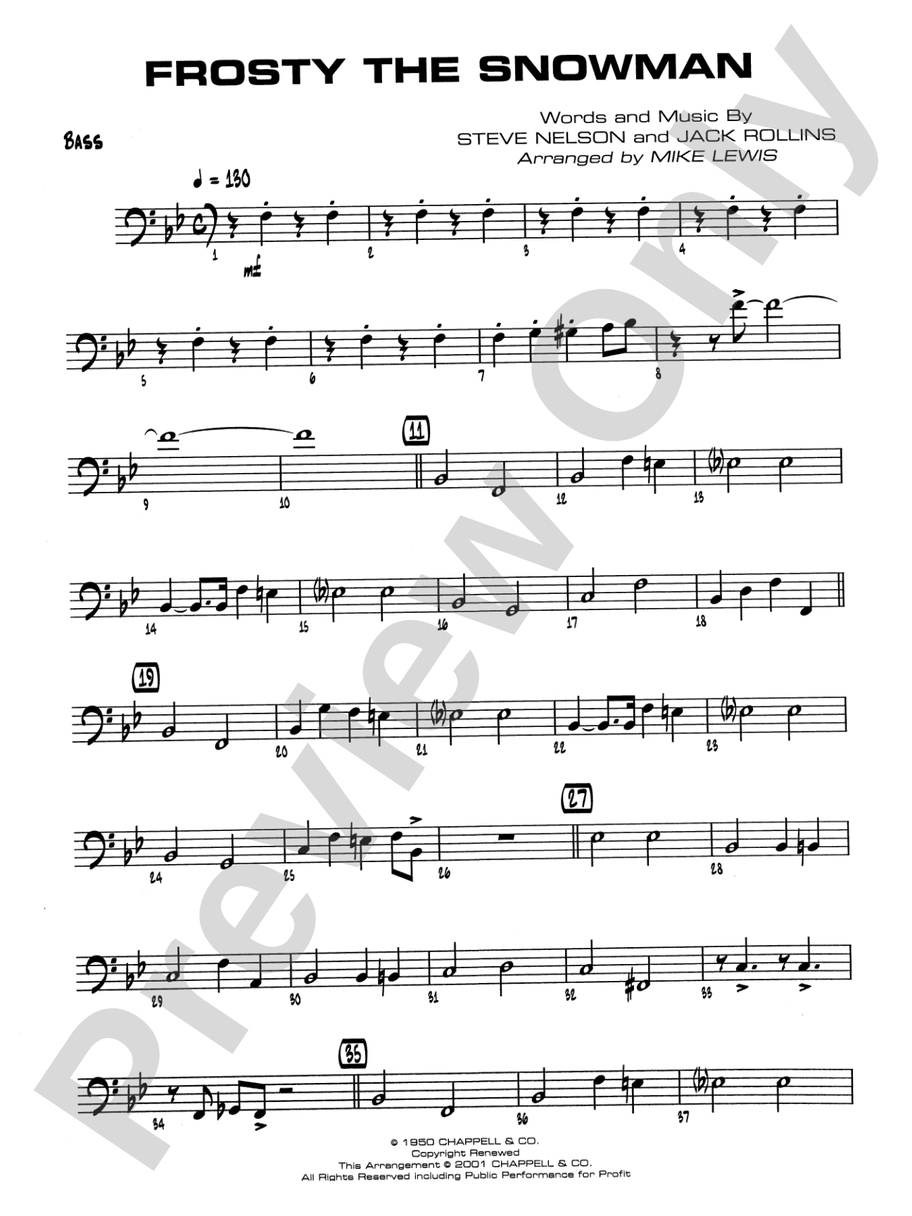 Frosty the Snowman: String Bass