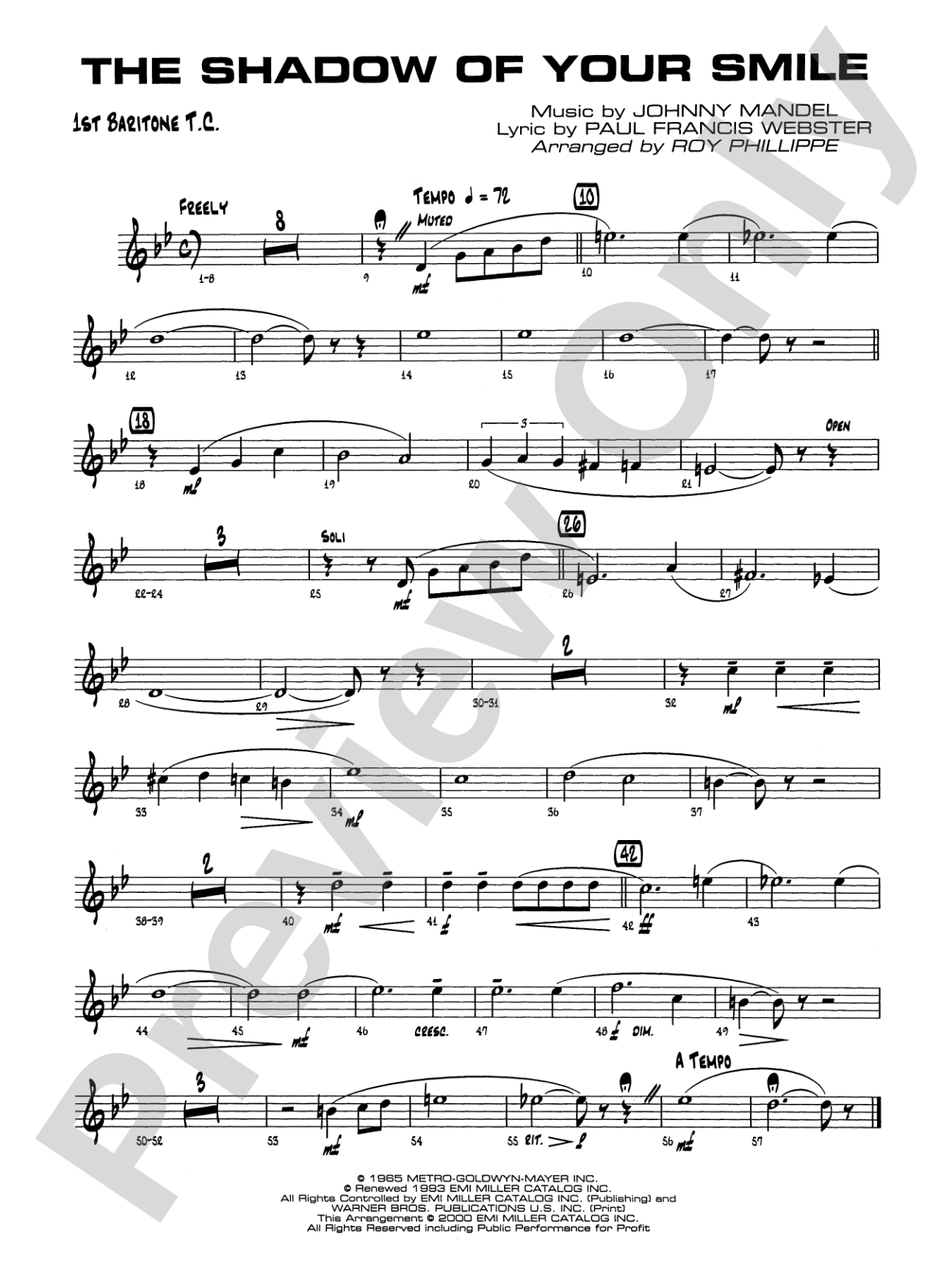 The Shadow of Your Smile (from The Sandpiper): Baritone T.C.