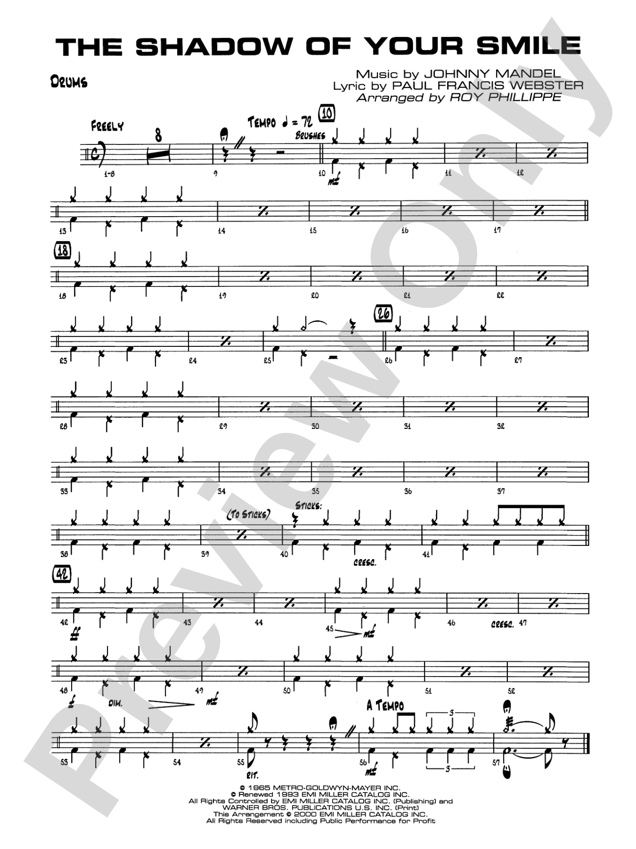 The Shadow of Your Smile (from The Sandpiper): Drums