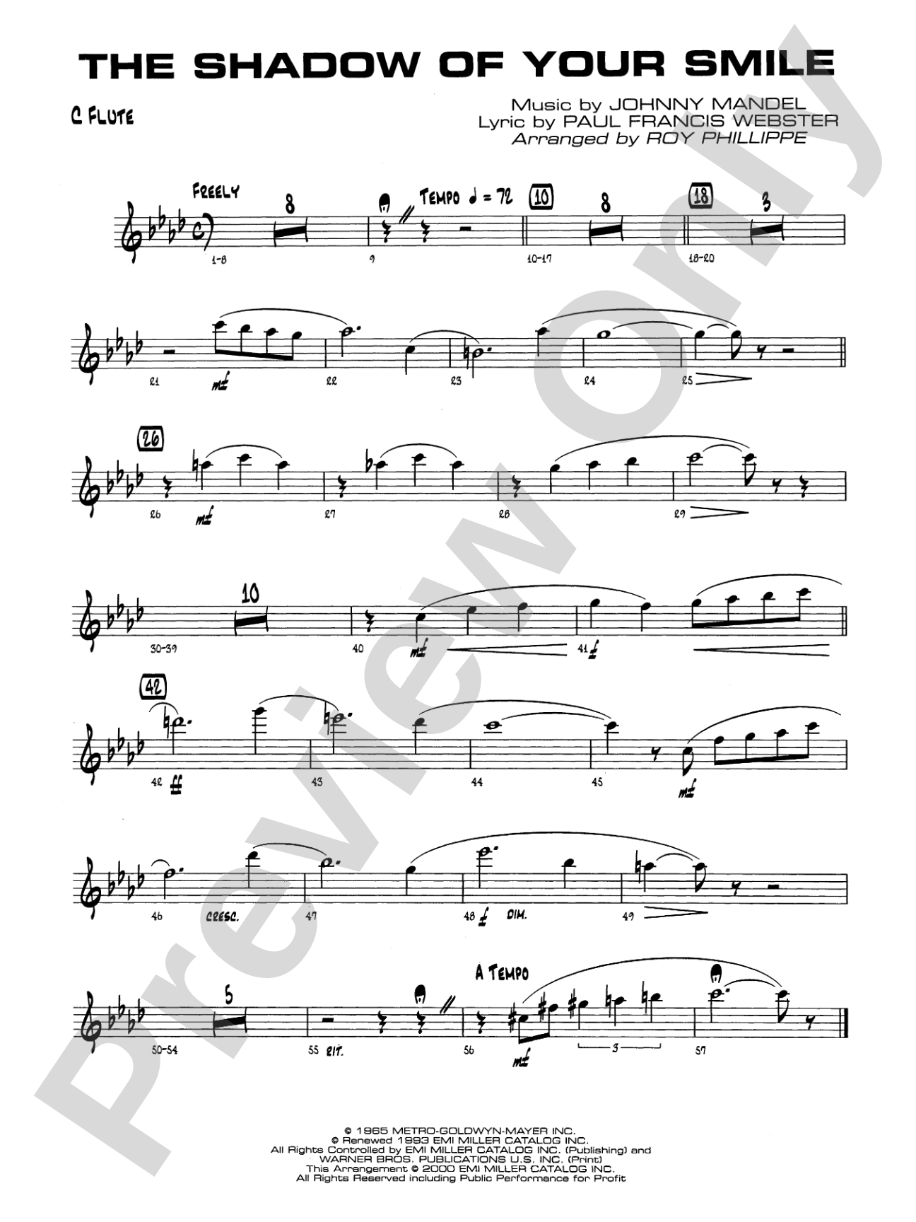 The Shadow of Your Smile (from The Sandpiper): Flute