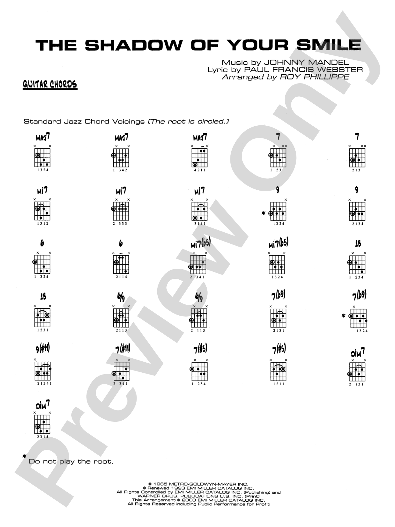 The Shadow of Your Smile (from The Sandpiper): Guitar Chords