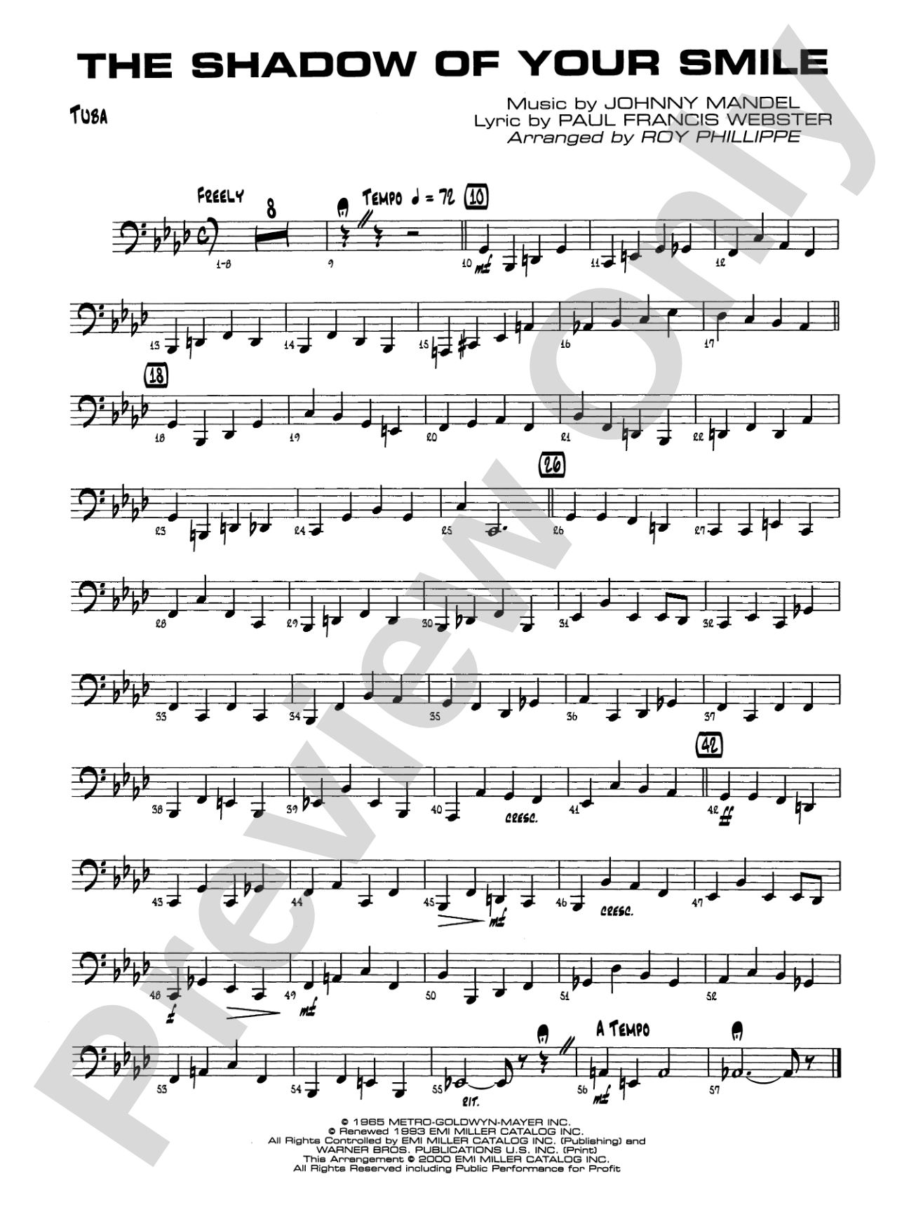 The Shadow of Your Smile (from The Sandpiper): Tuba