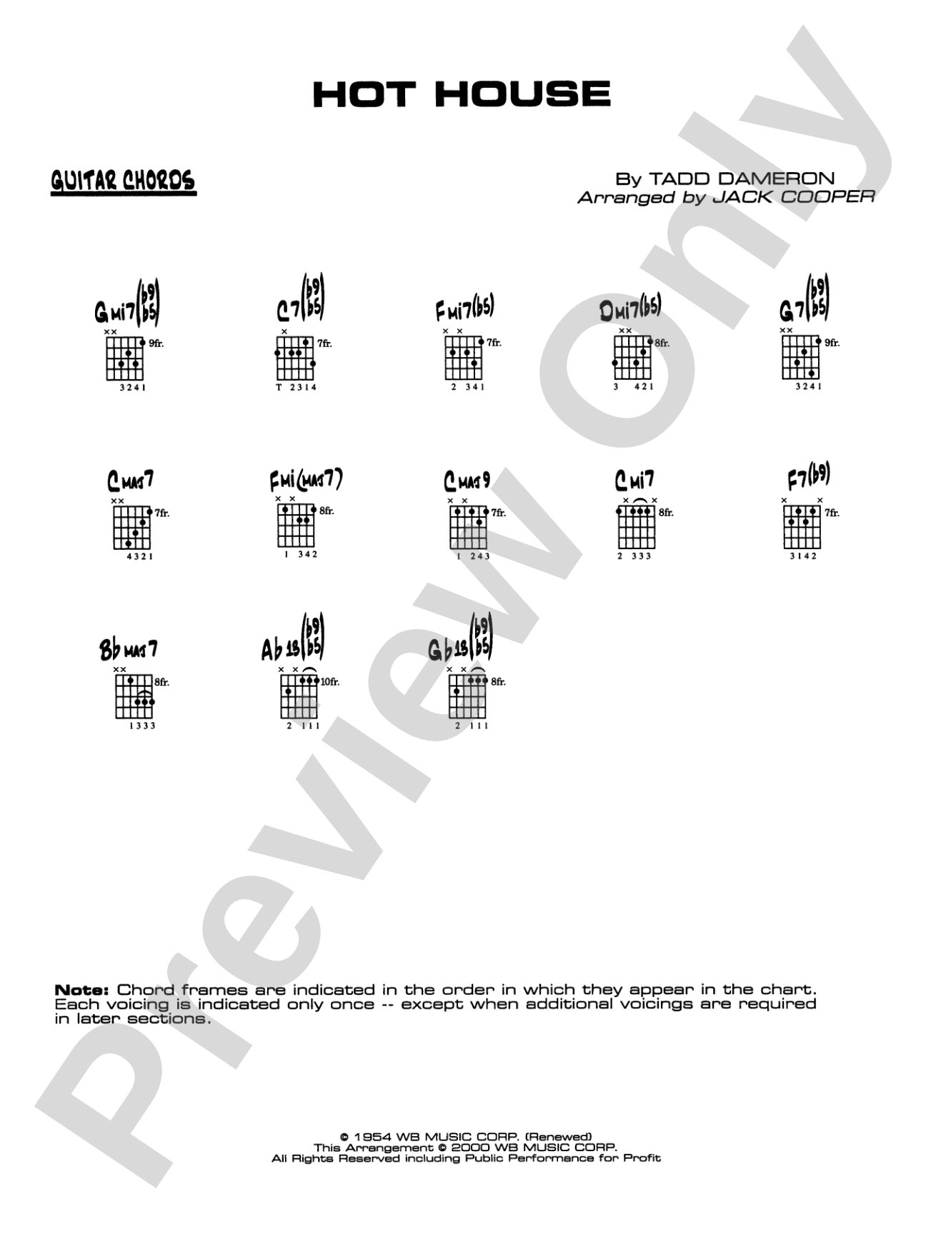 Hot House: Guitar Chords