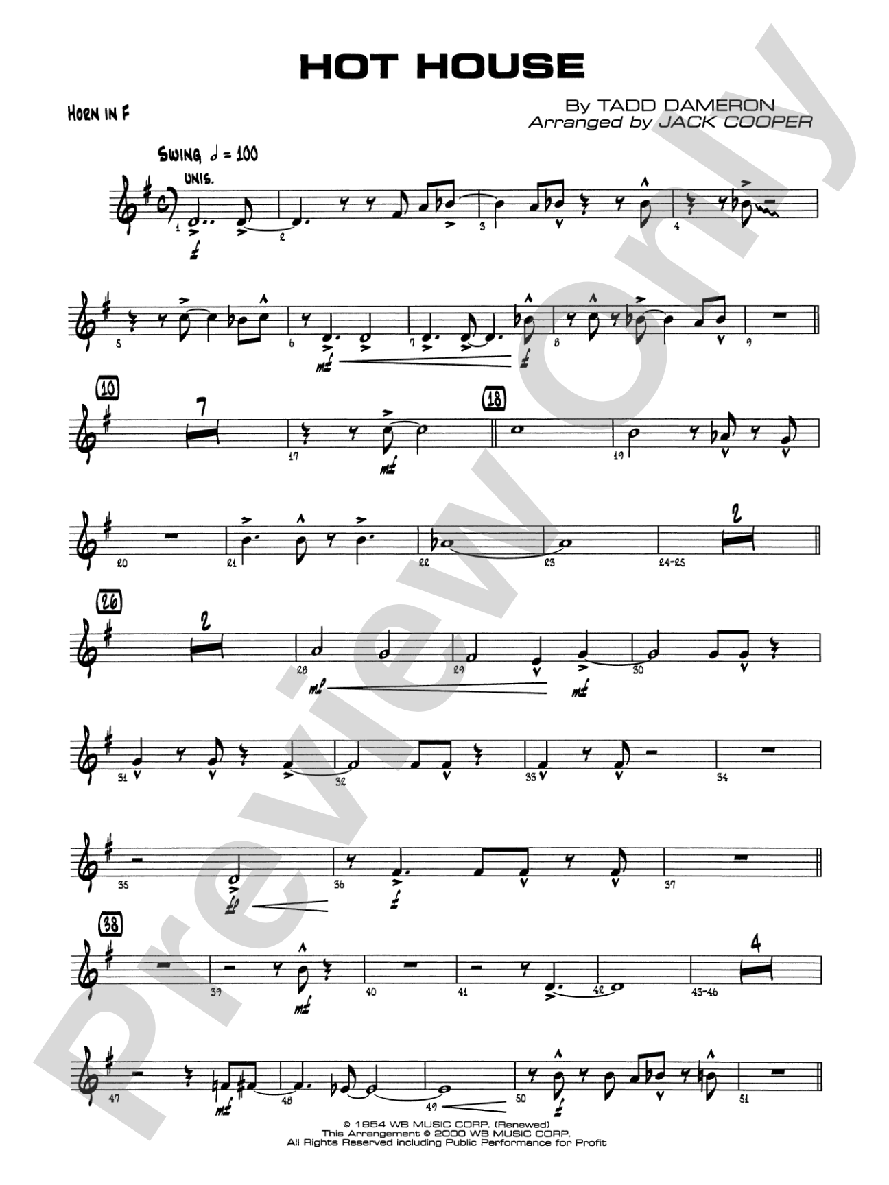 Hot House: 1st F Horn