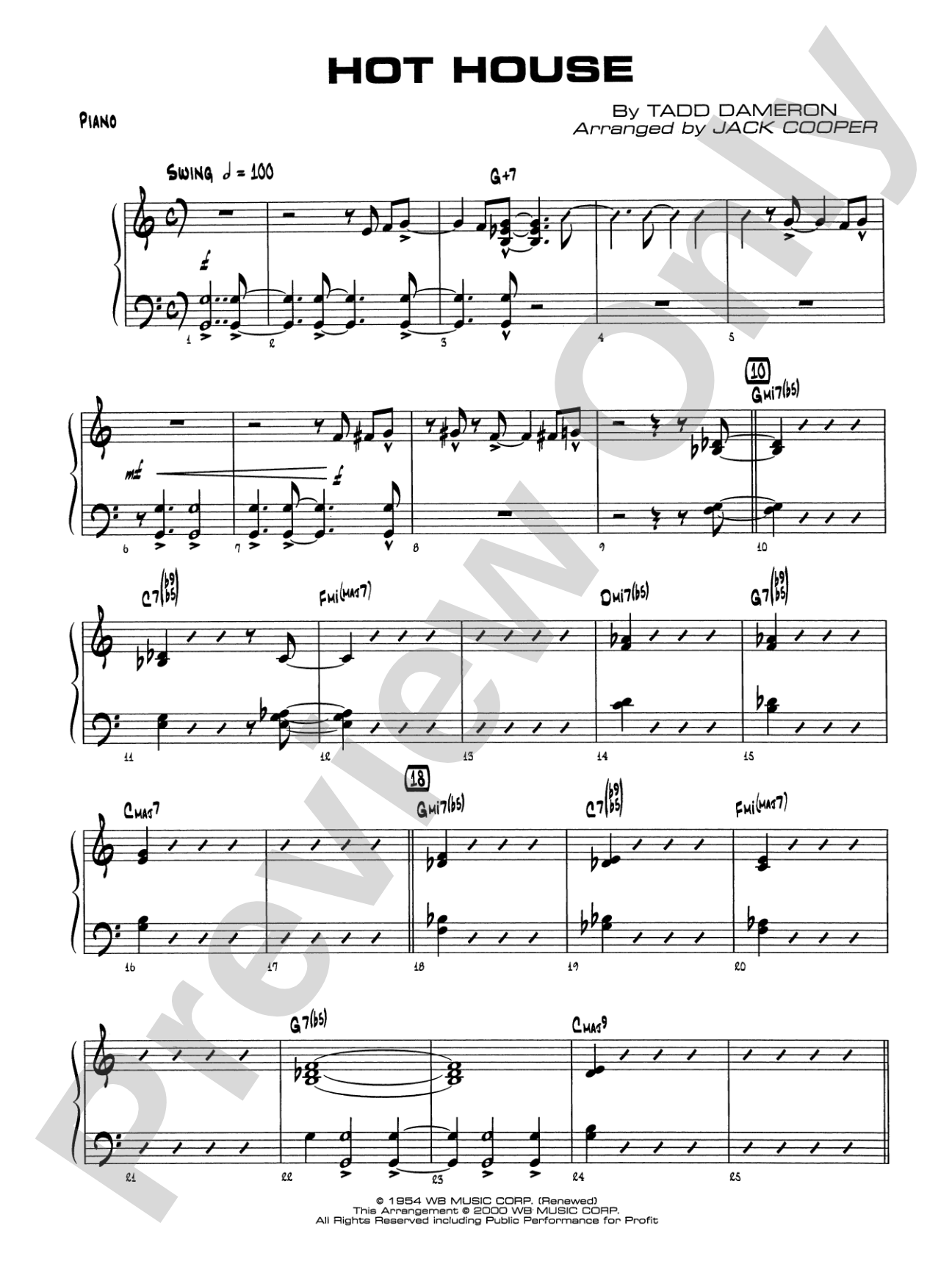 Hot House: Piano Accompaniment