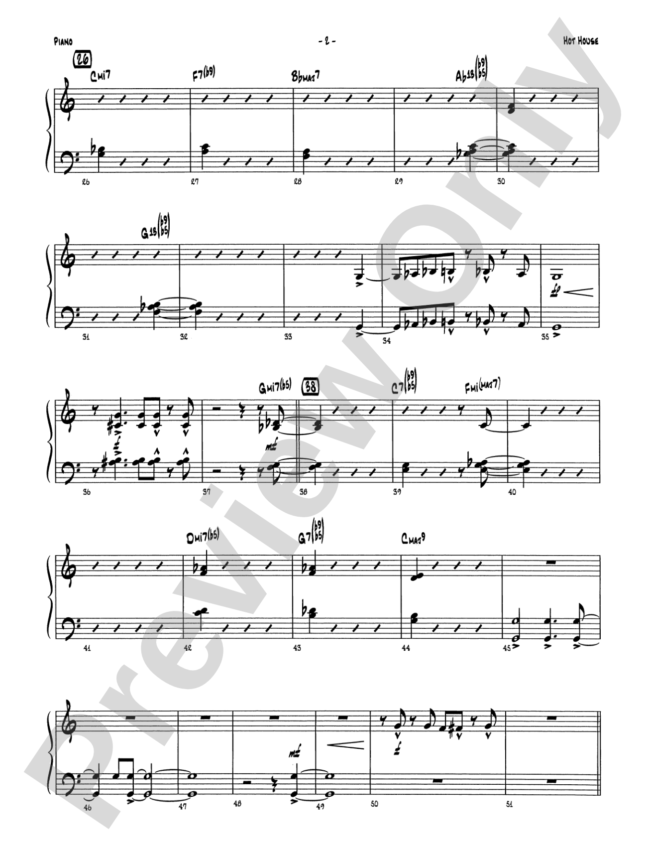 Hot House: Piano Accompaniment