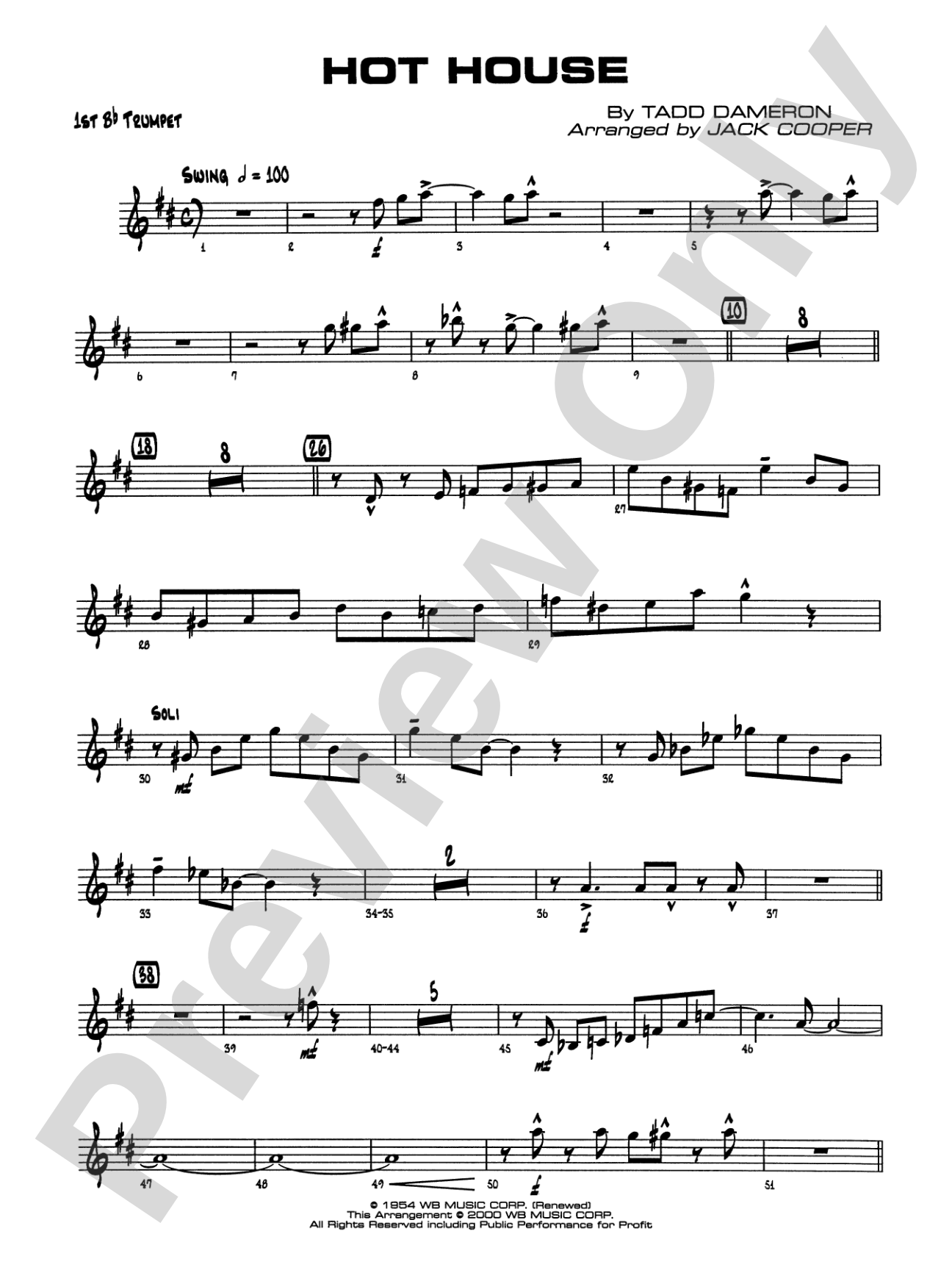 Hot House: 1st B-flat Trumpet