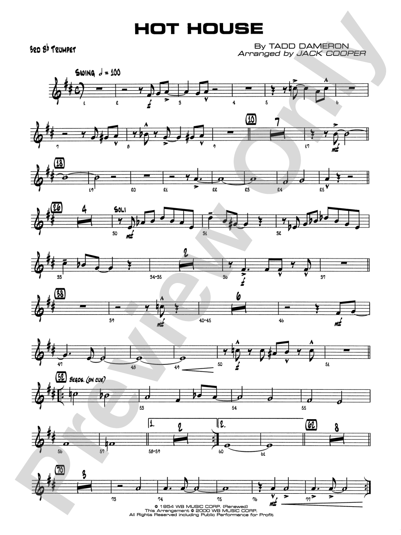 Hot House: 3rd B-flat Trumpet
