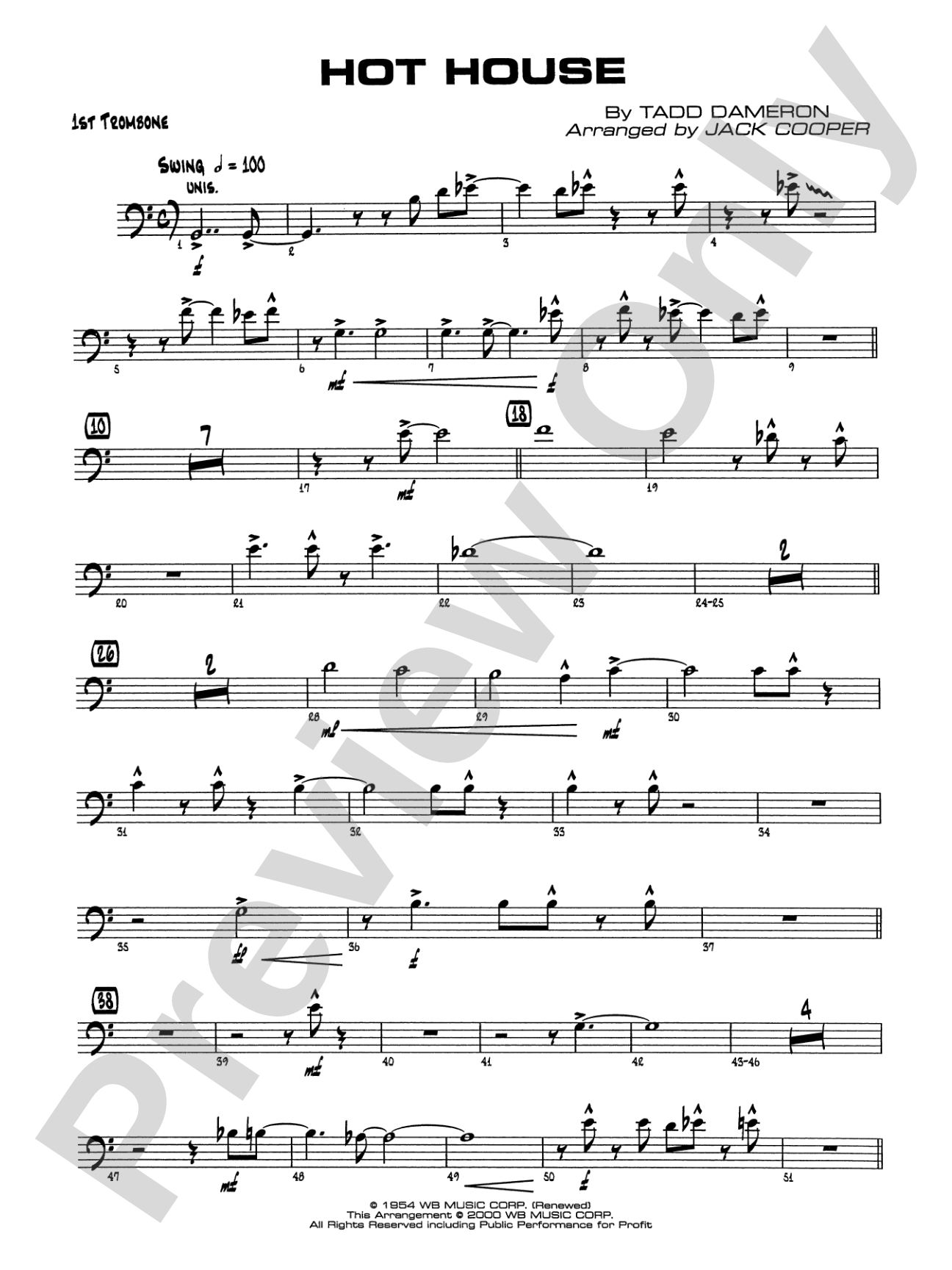 Hot House: 1st Trombone