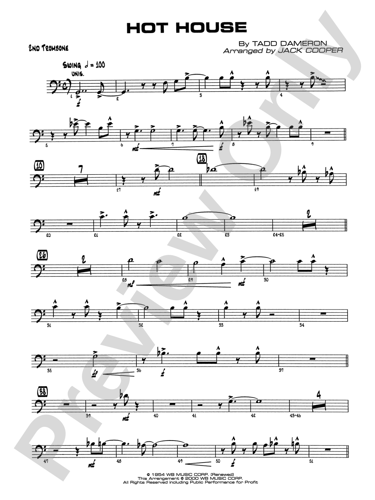Hot House: 2nd Trombone